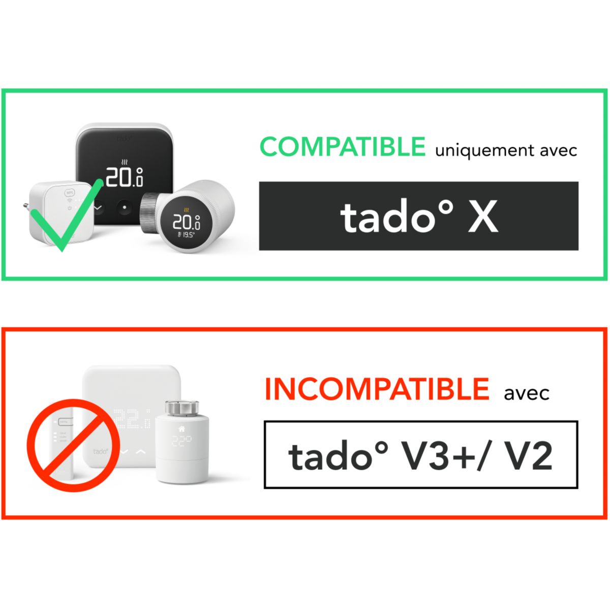 Thermostat connecté Kit X sans fil et optimiseur de PAC couleur unique, TADO