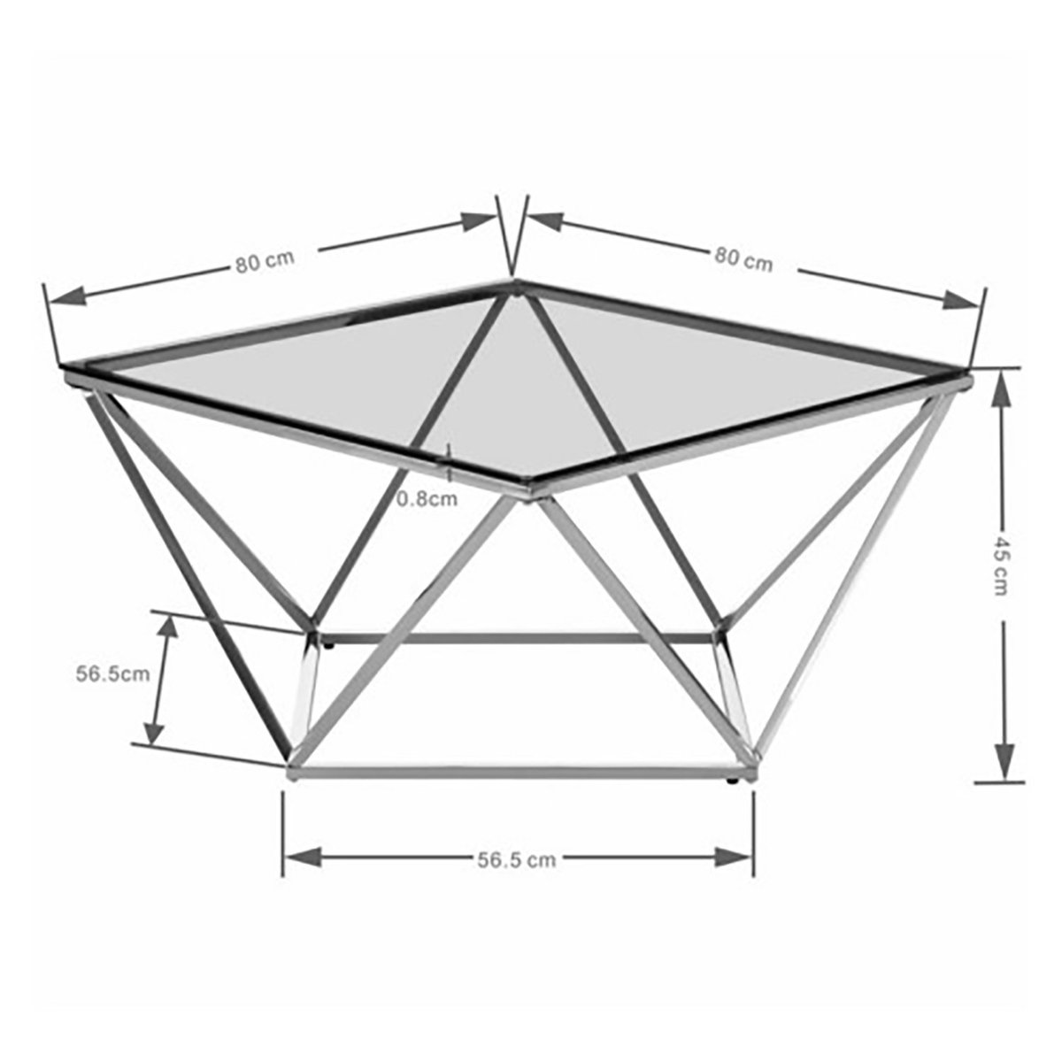 Table basse en verre et acier, CRISTALLO argent, KARE DESIGN