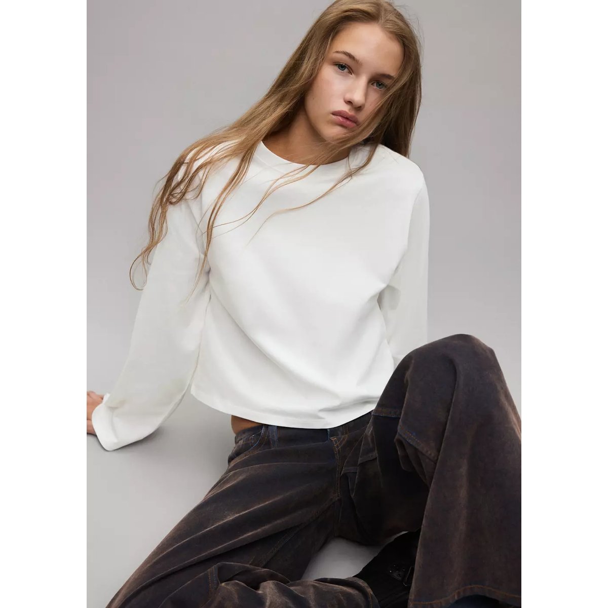 T-shirt jaspé blanc cassé, MANGO TEEN