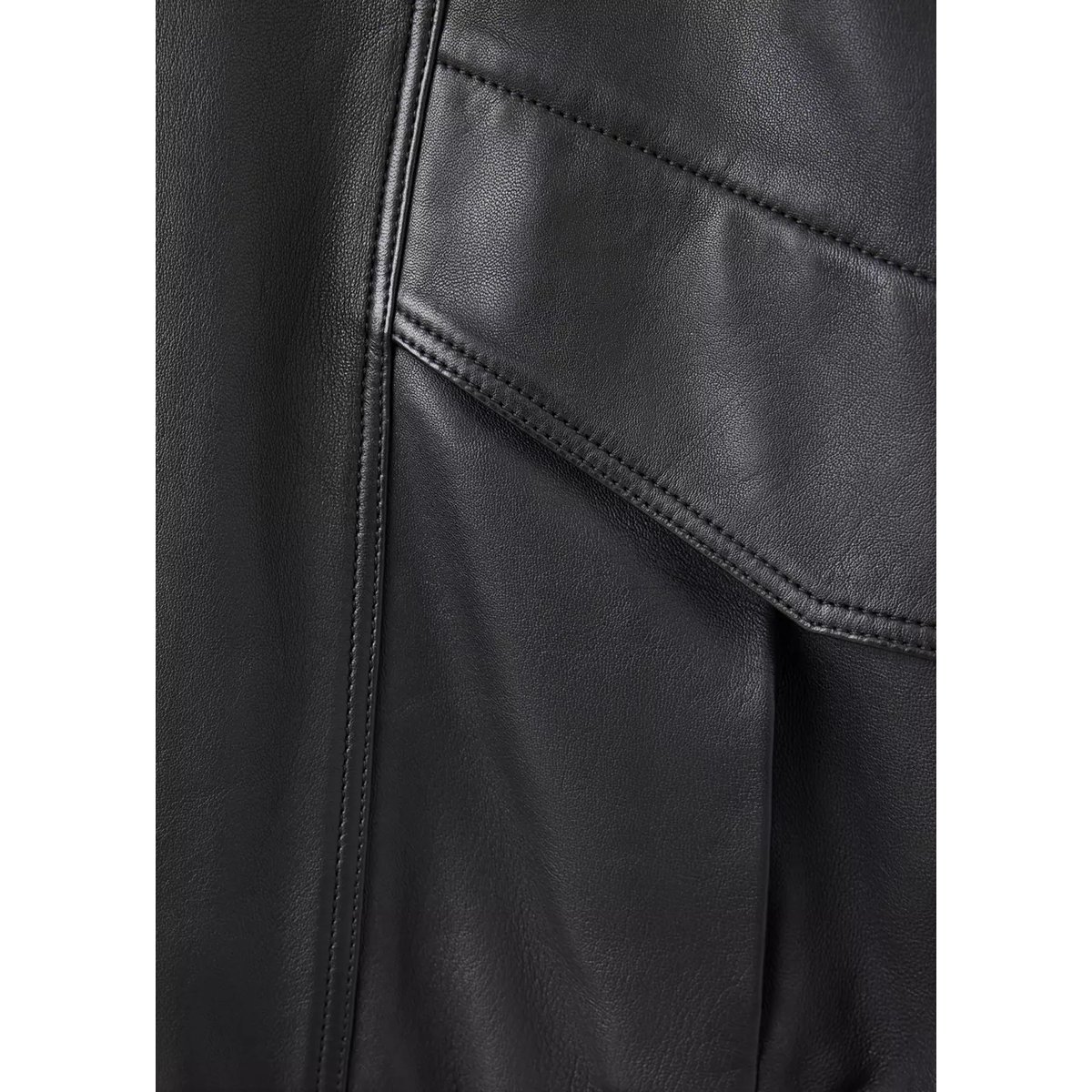 Veste oversize cuir poches chocolat, MANGO