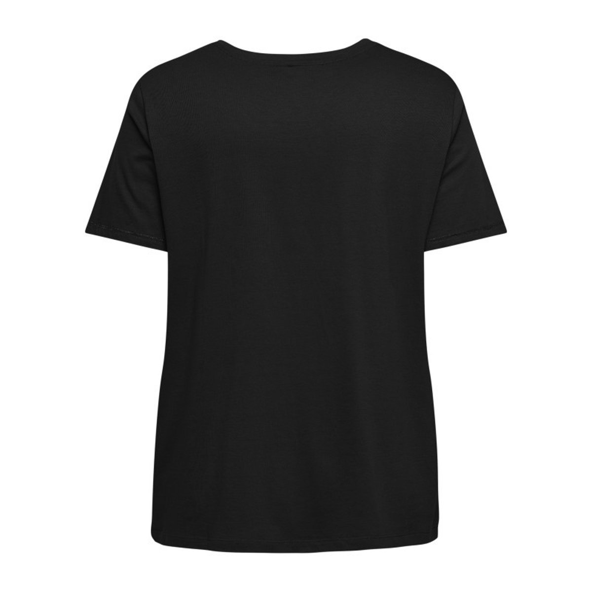 T-shirt noir uni avec une coupe ajustée un col v et des manches courtes noir, ONLY CARMAKOMA