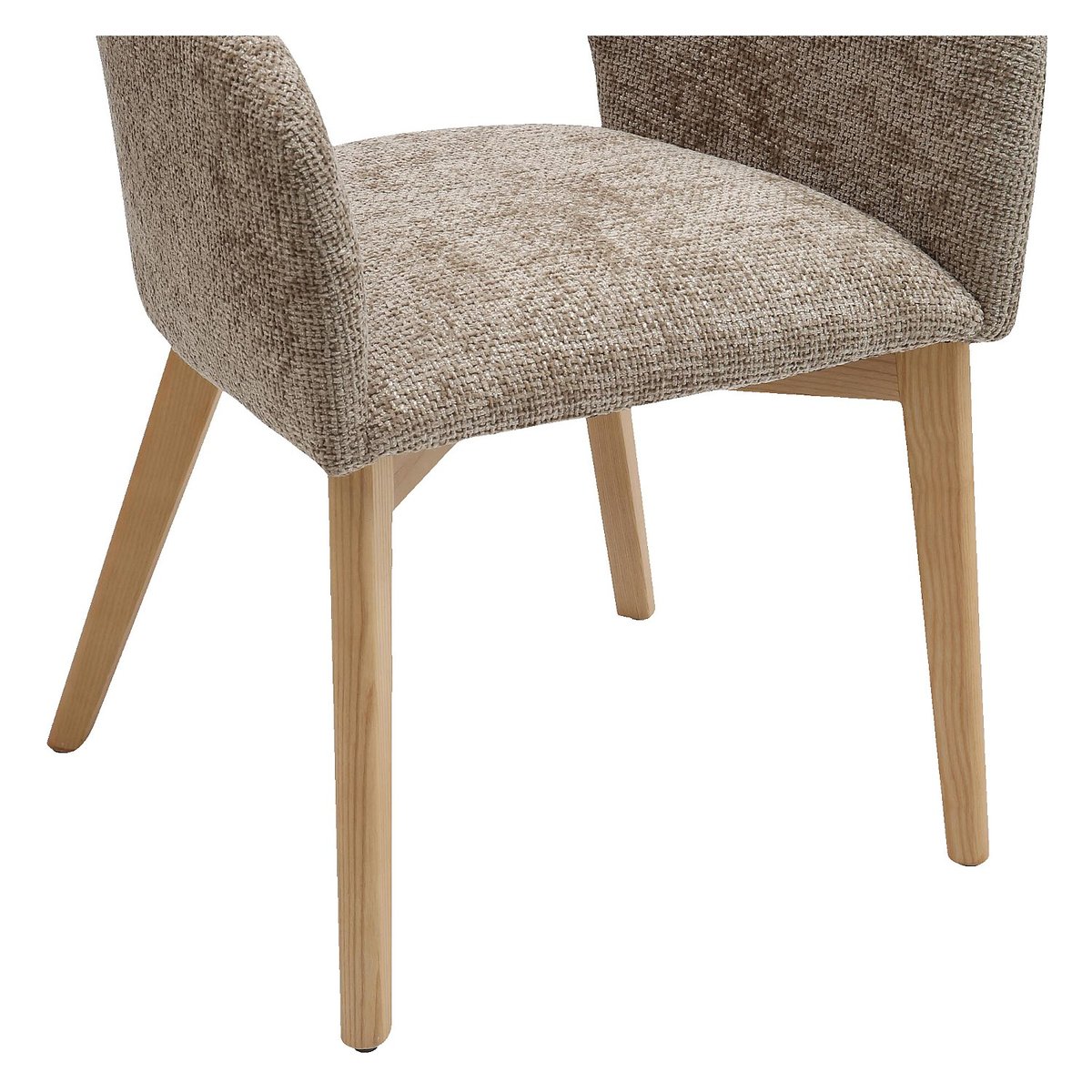 Lot de 2 chaises en tissu chenille et chêne avec accoudoirs beige, HABITAT