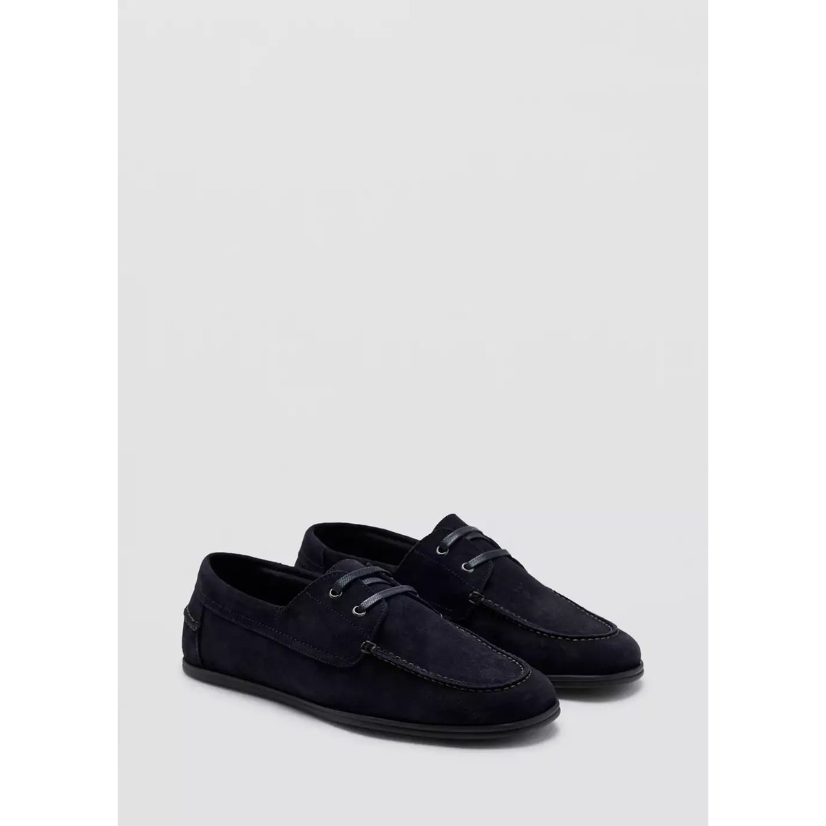 Chaussures bateau cuir bleu indigo, MANGO MAN