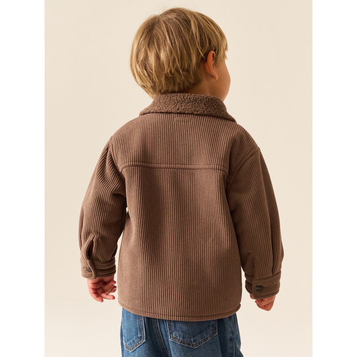 Veste-chemise en velours côtelé doublé marron chocolat, NEXT