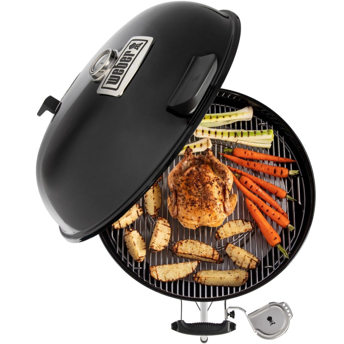 Barbecue charbon master-touch GBS premium E-5775 black sur pied 57 cm + grill GBS en fonte noir, WEBER