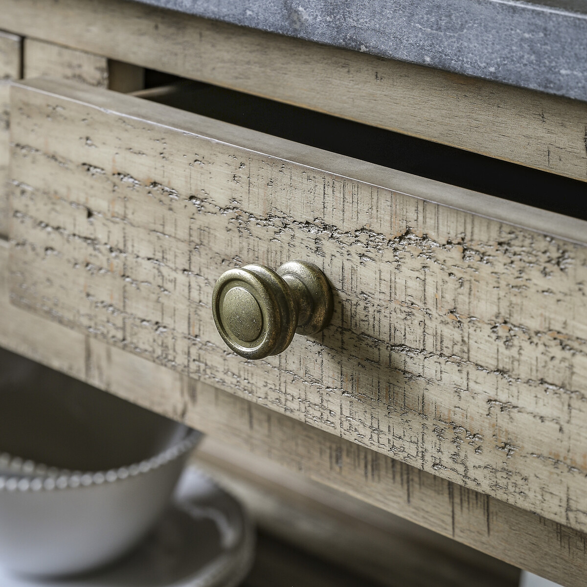 Vinton Marble and American Pine 2 Drawer Console Table natural, ÉDITÉ