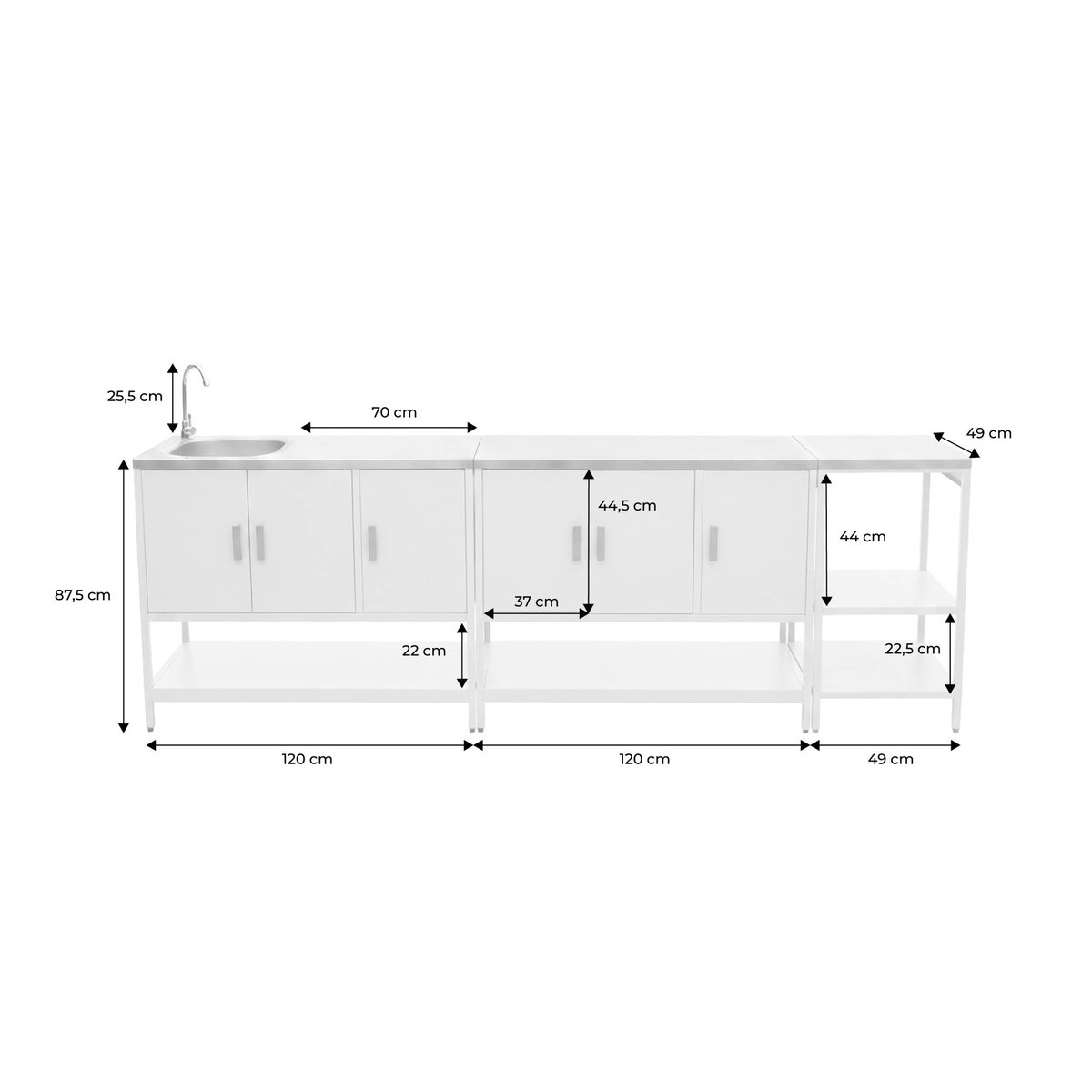 Cuisine extérieure 3 modules acier inoxydable  NAXOS 3 MODULES noir, SWEEEK