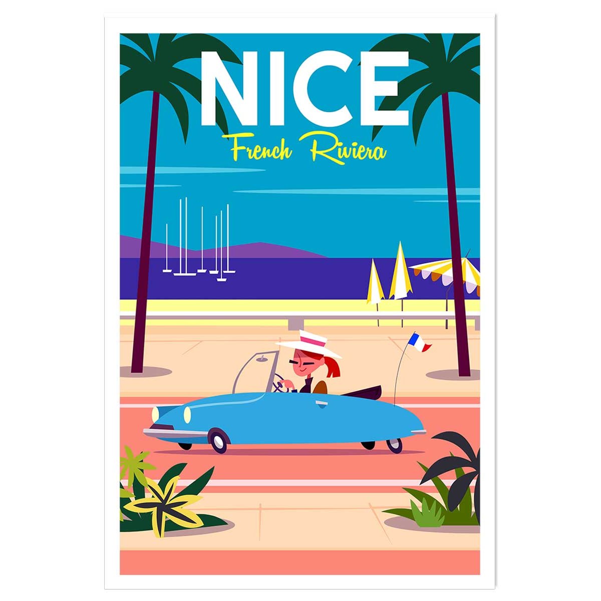 Poster nice promenade des anglais affiche seule, HEXOA