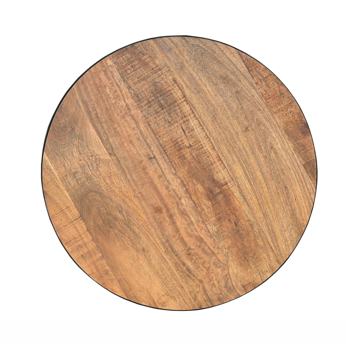 Table basse ronde en bois massif et métal D70 cm - TAJY bois foncé et noir, MAISON PAVANE