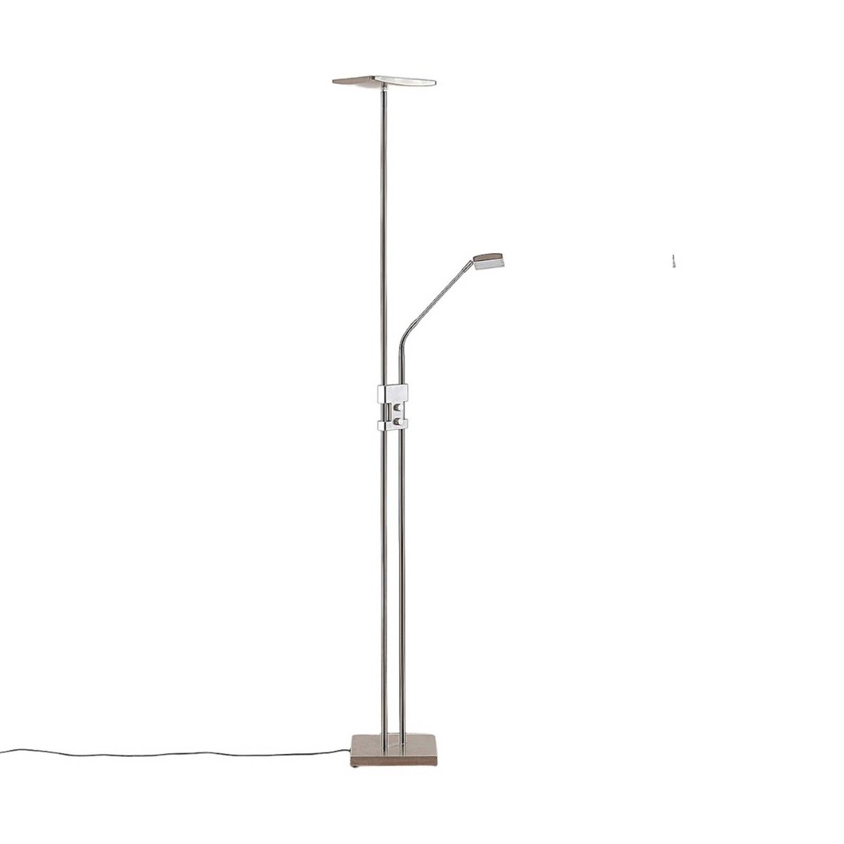 Lampadaire en métal moderneLED, Jonne nickel satiné, LINDBY