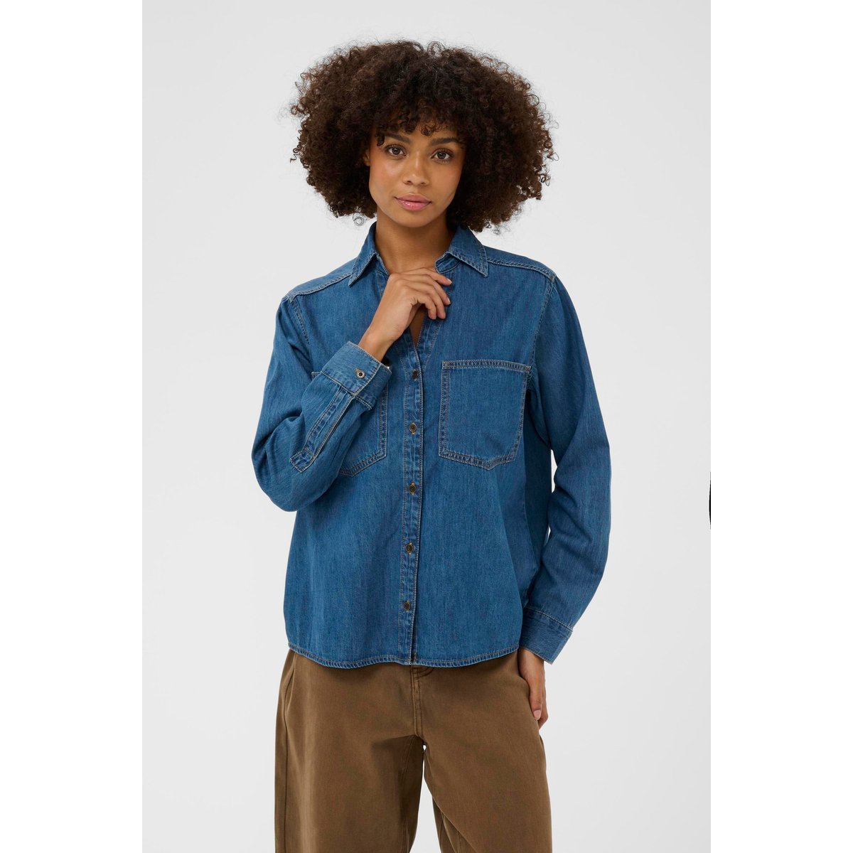 Chemise à manches longues bleu dark blue wash, CULTURE