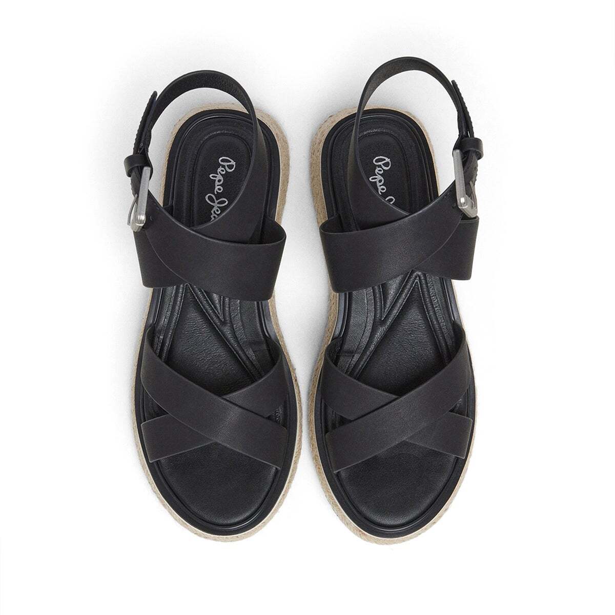 Sandales Compensées À Brides Croisées noir, PEPE JEANS