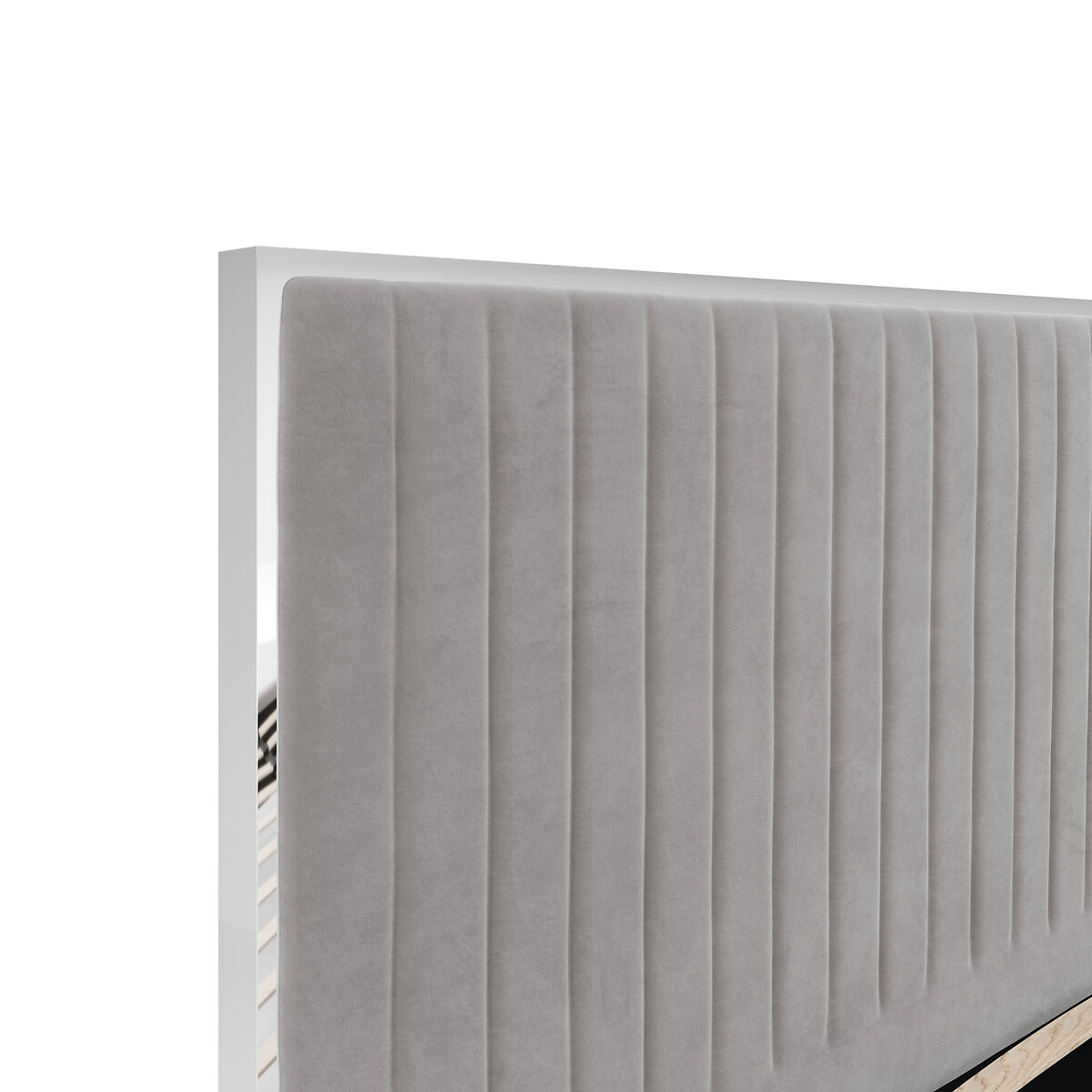 Bromley Velvet Tall Headboard Bed with Metal Trim mink grey, ÉDITÉ