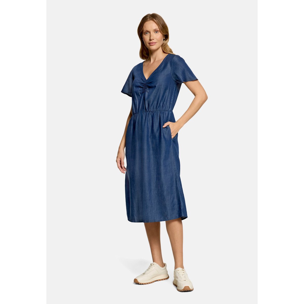 Robe casual à manches à ailettes dark blue denim, CARTOON