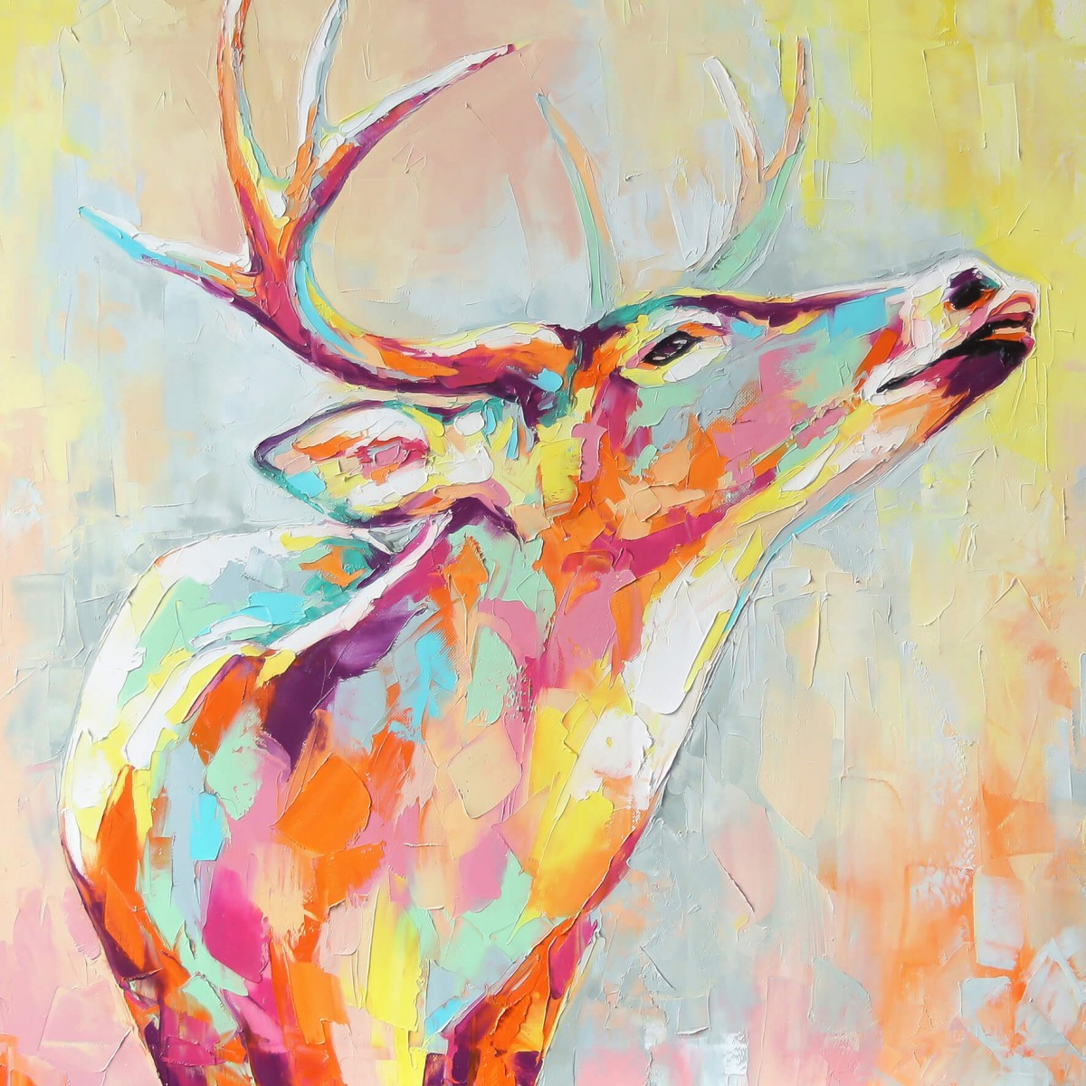 Tableau Mural Cerf Coloré ANIMAUX tableau en verre, CEANOTHE