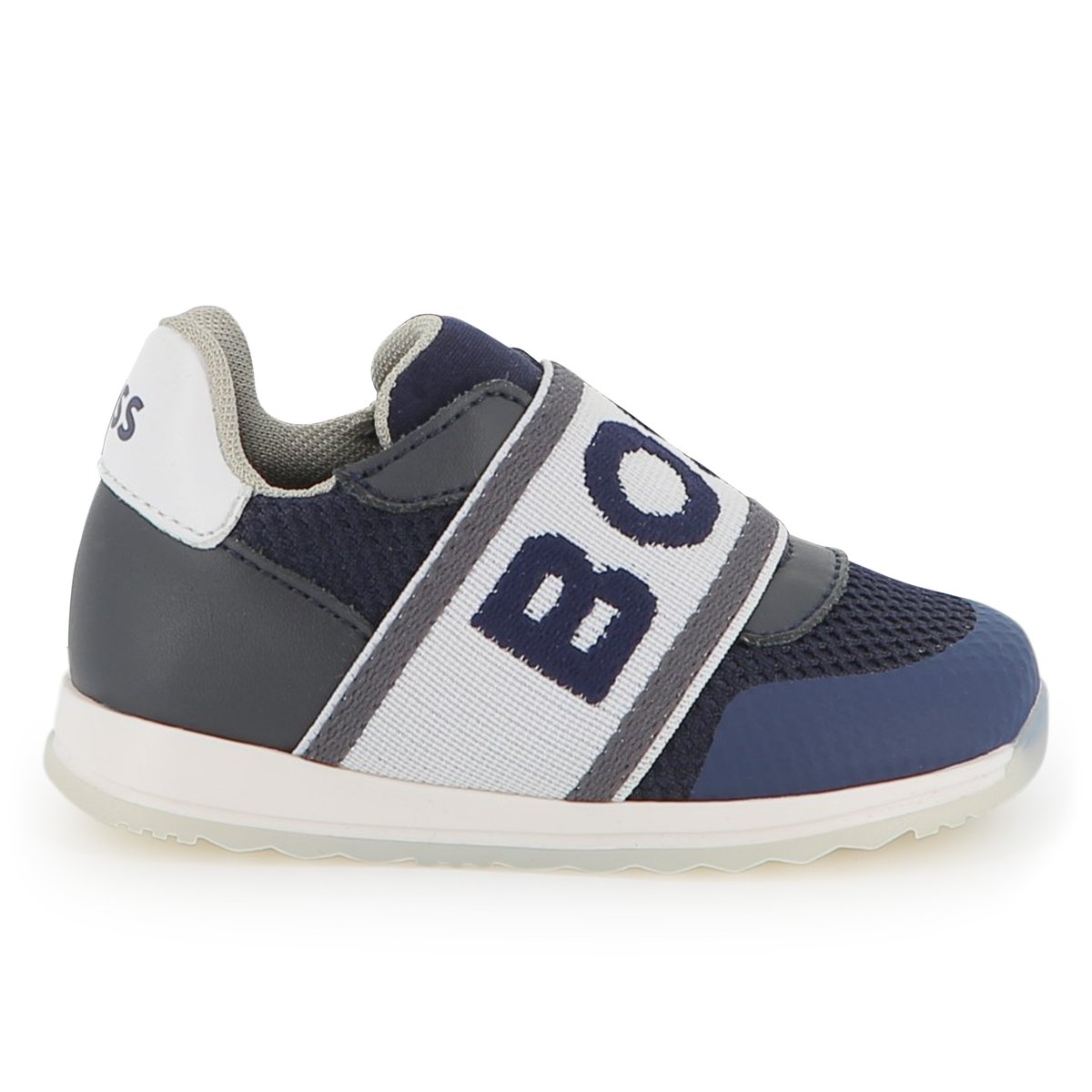 Sneakers con elastico logato bleu cargo, BOSS KIDSWEAR