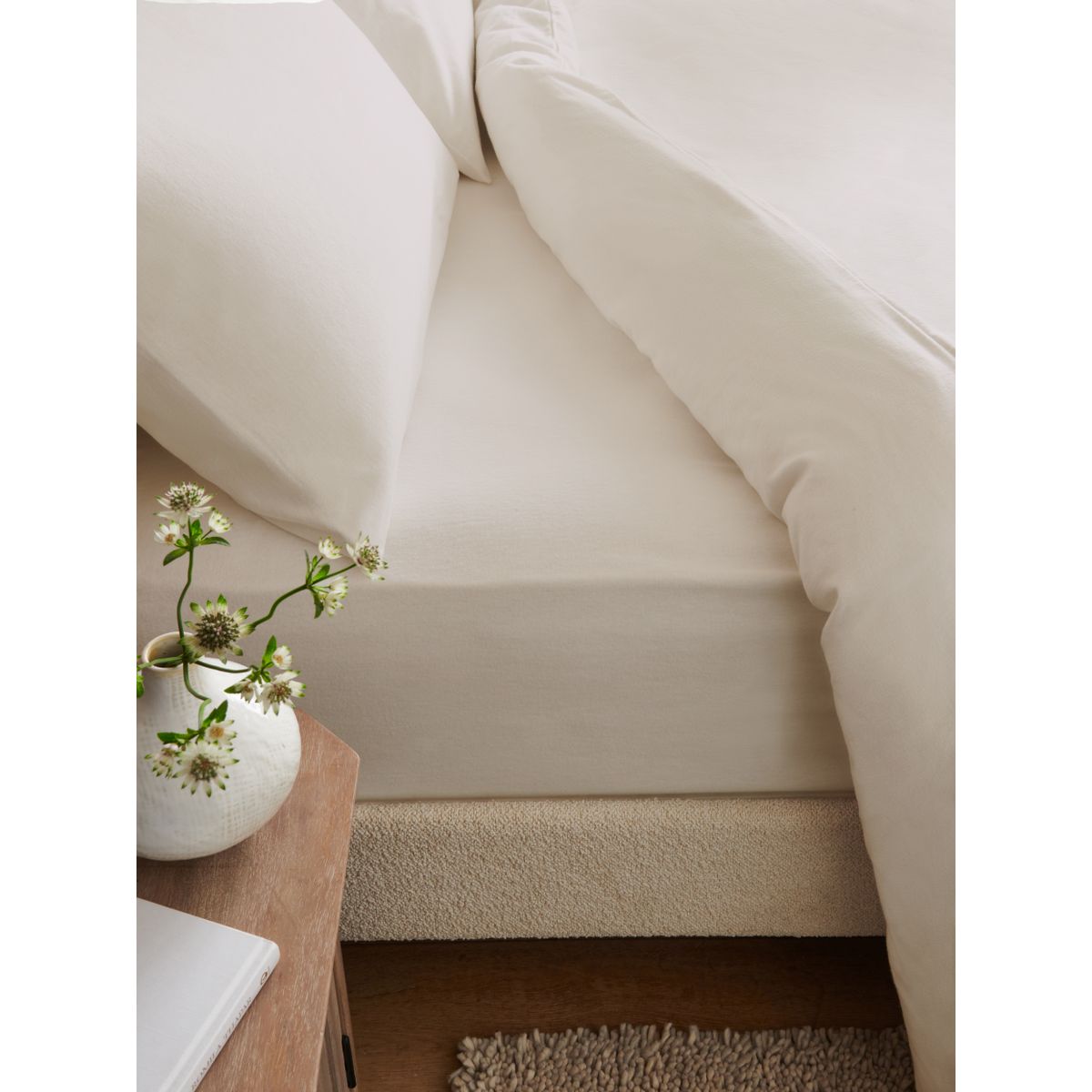Drap en coton brossé doux ivoire, NEXT