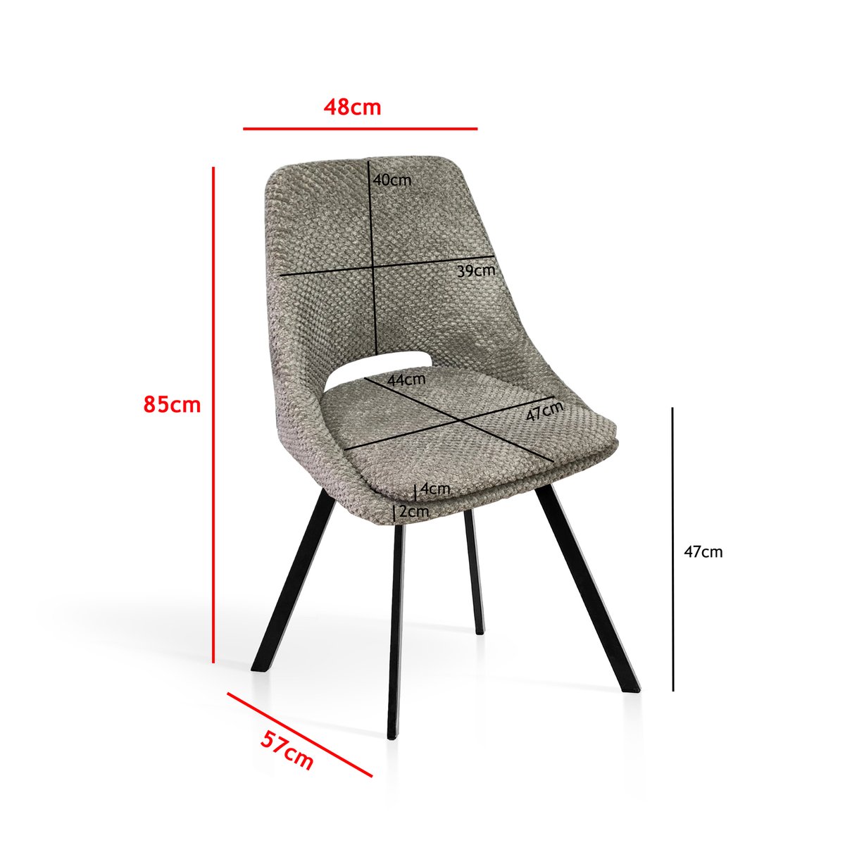 Lot de 2 chaises tissu et métal, TERRA beige, HISPANOHOGAR