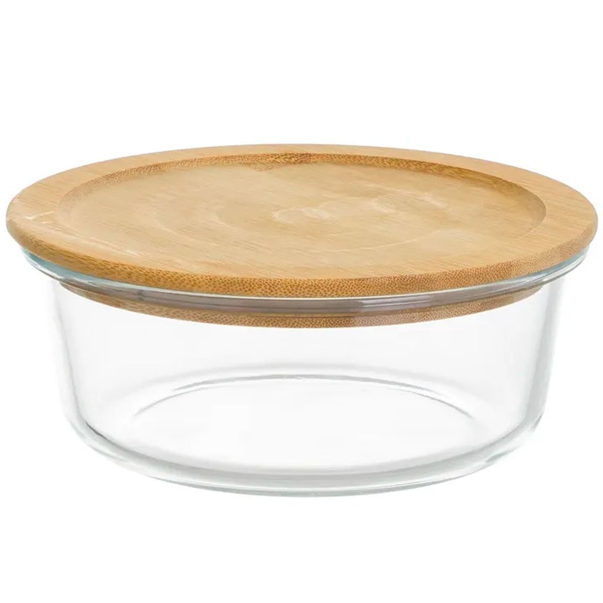 Boîte de conservation ronde en verre et bambou 950ml transparent, WADIGA