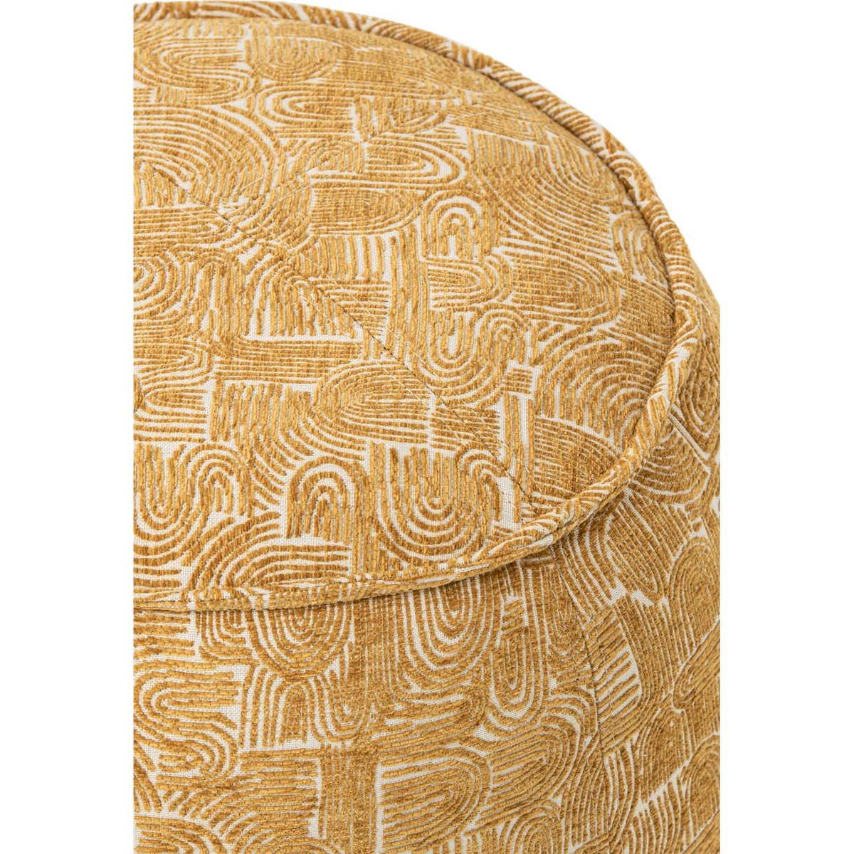 Pouf rond en tissu graphique ocre, RECOLLECTION