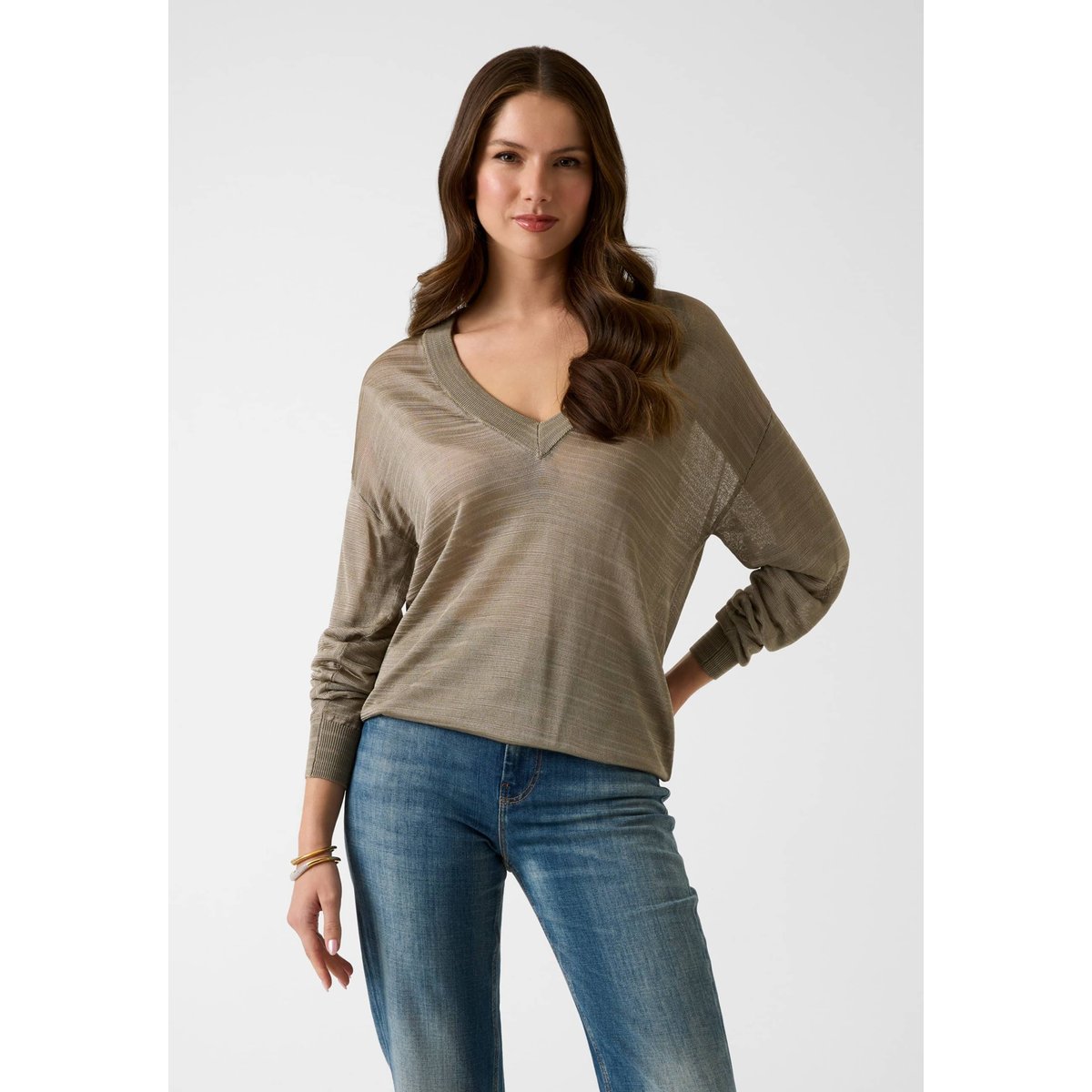 Pull Col En V beige, GUESS