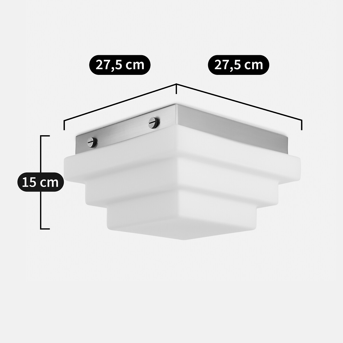 Plafonnier ou applique, en verre opalin, largeur 27,5 cm, DECAR blanc/laiton, LA REDOUTE INTERIEURS