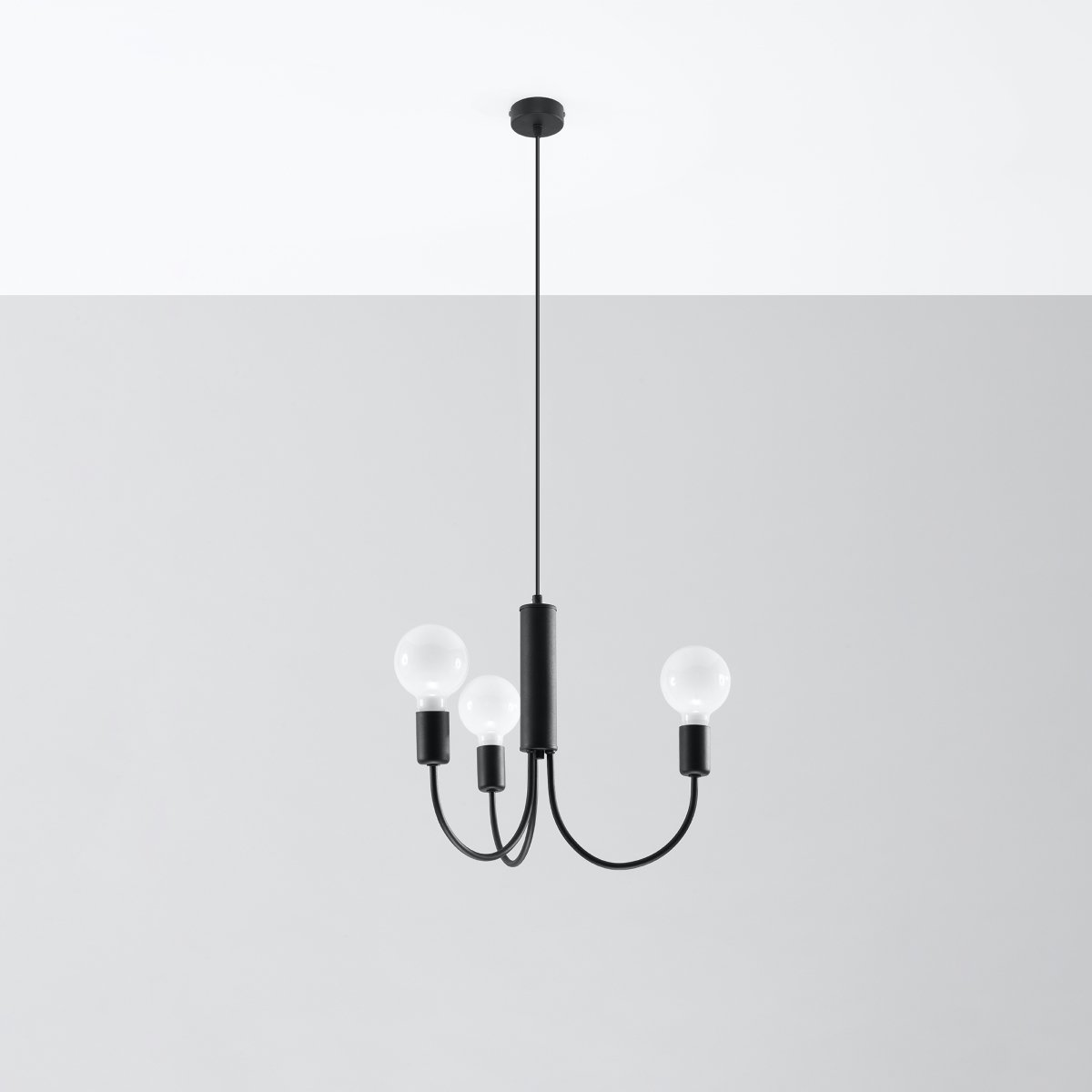 Suspension Acier Noir E27 3 Piccolo noir, EDEN