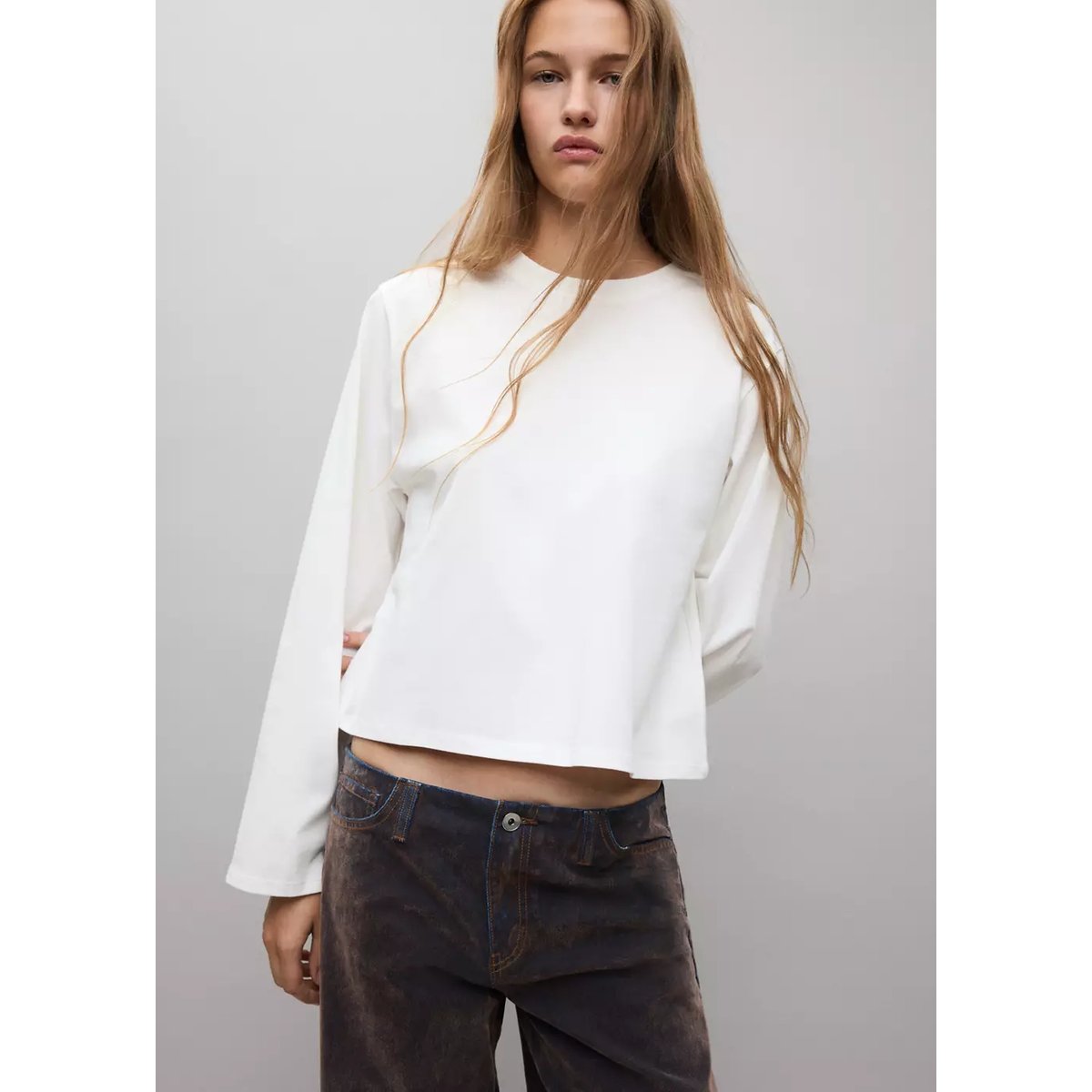 T-shirt jaspé blanc cassé, MANGO TEEN