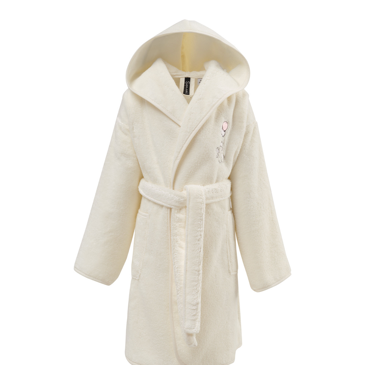 Peignoir enfant en coton peigné Zéro Twist BABY SOFT SOURIS SKY ecru, SENSEI MAISON