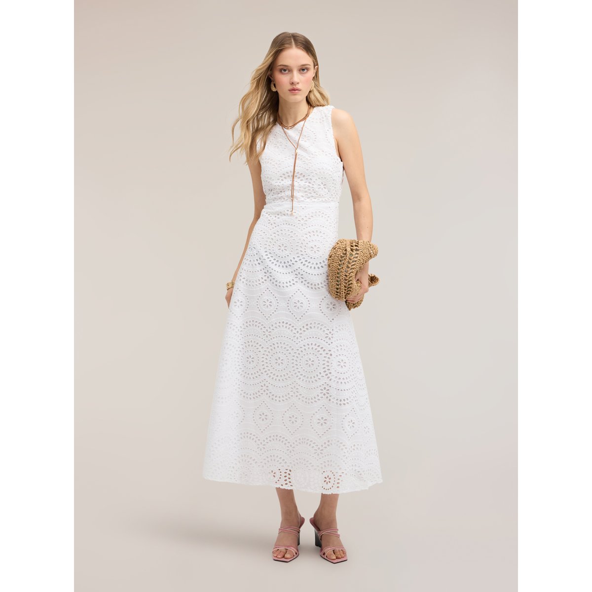 Robe longue avec décolleté dos blanc, MOTIVI