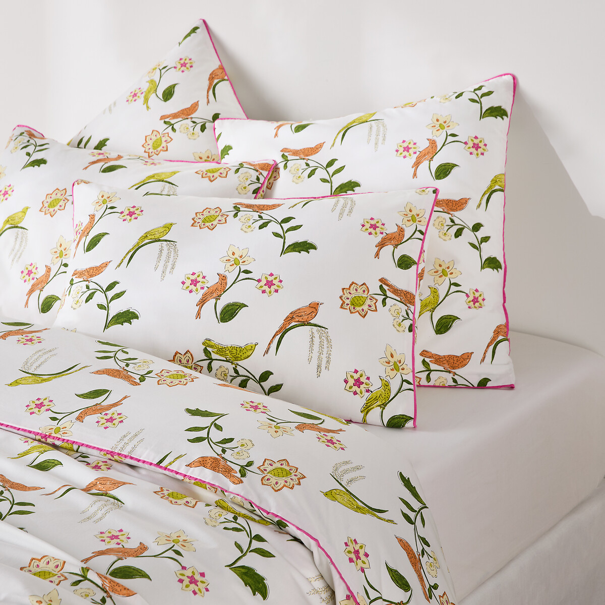 Taie d'oreiller en percale de coton, imprimé oiseaux et fleurs, NORA imprimé, LA REDOUTE INTERIEURS