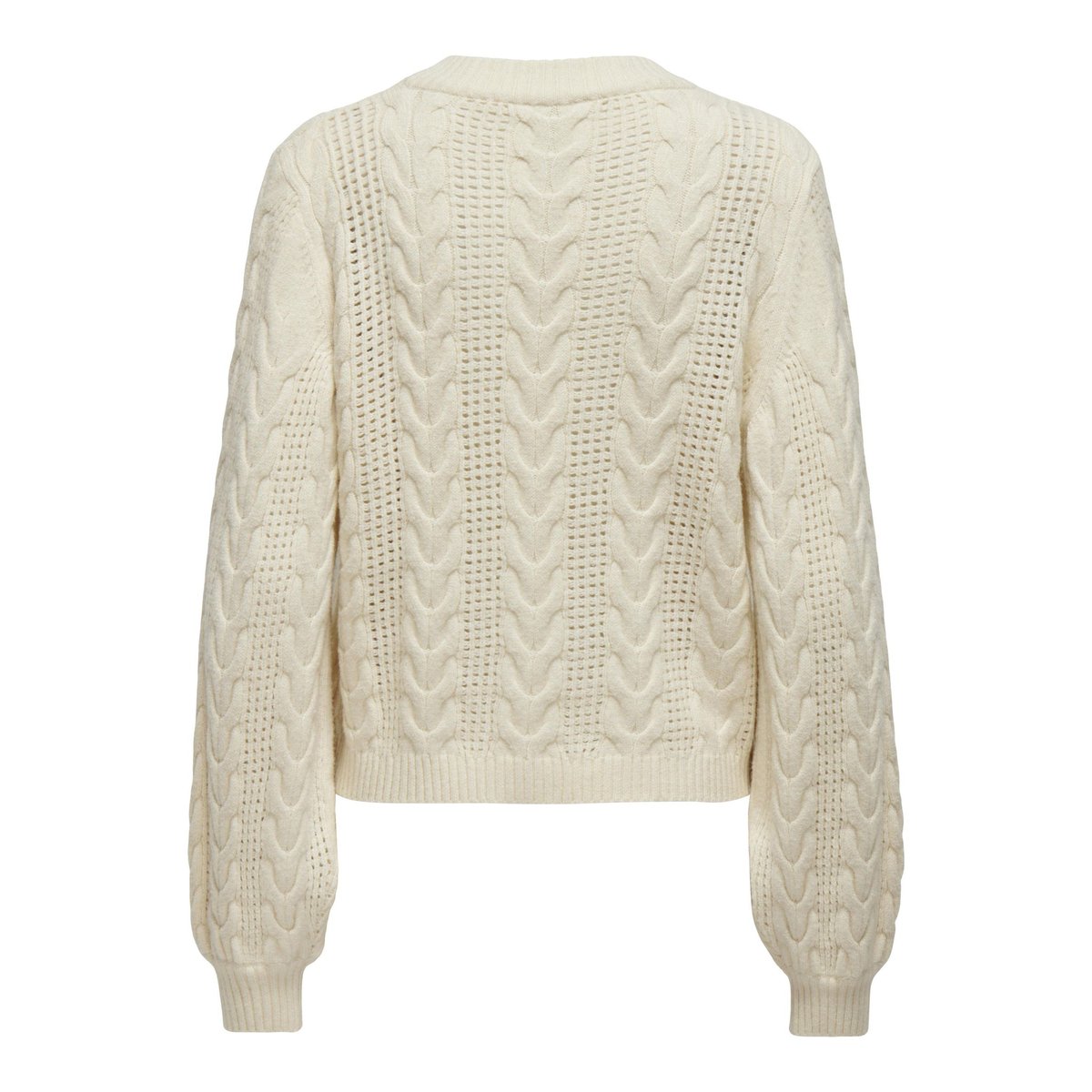Pull torsadé, col rond blanc cassé, ONLY