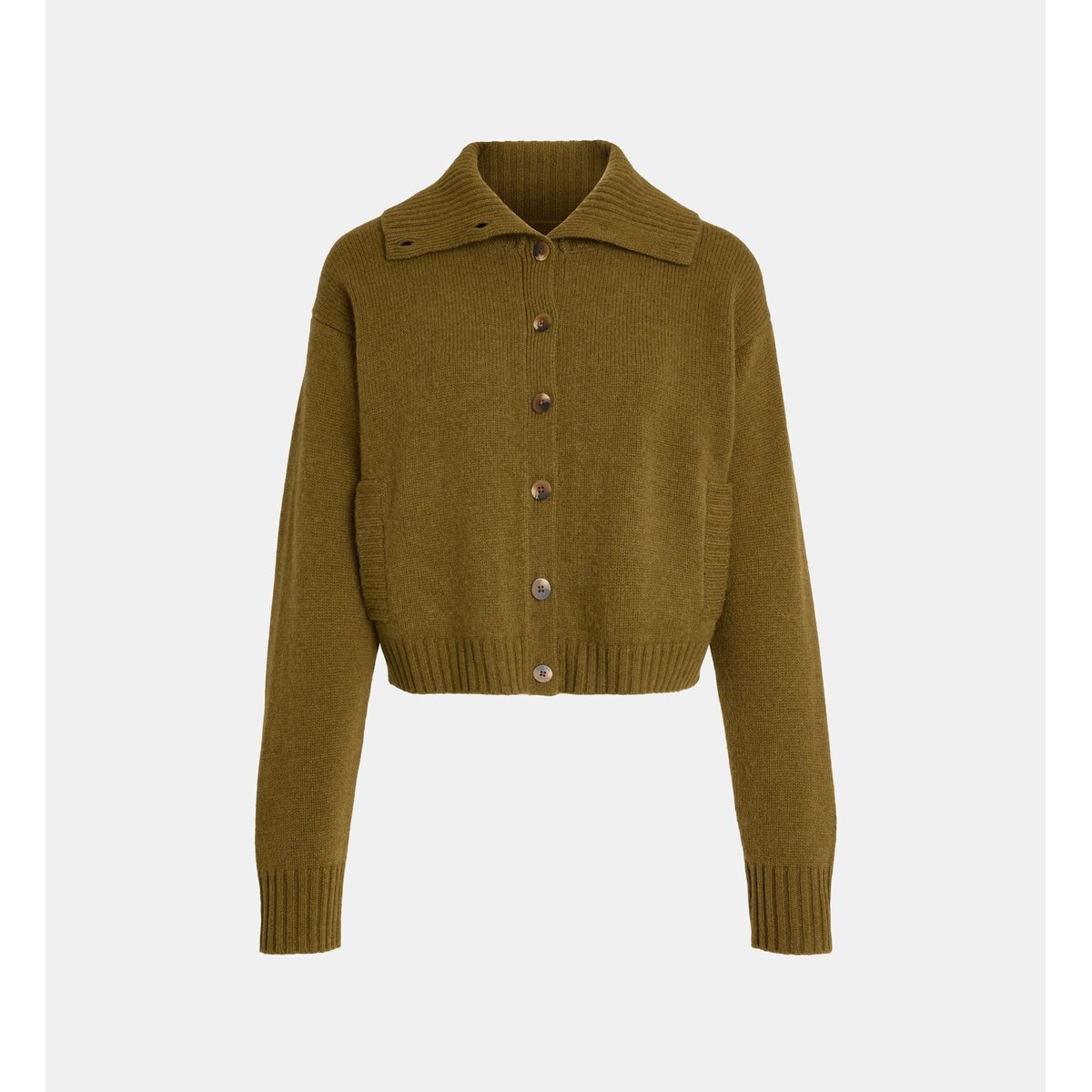 Cardigan droit court fjord maille laine vert, GALERIES LAFAYETTE