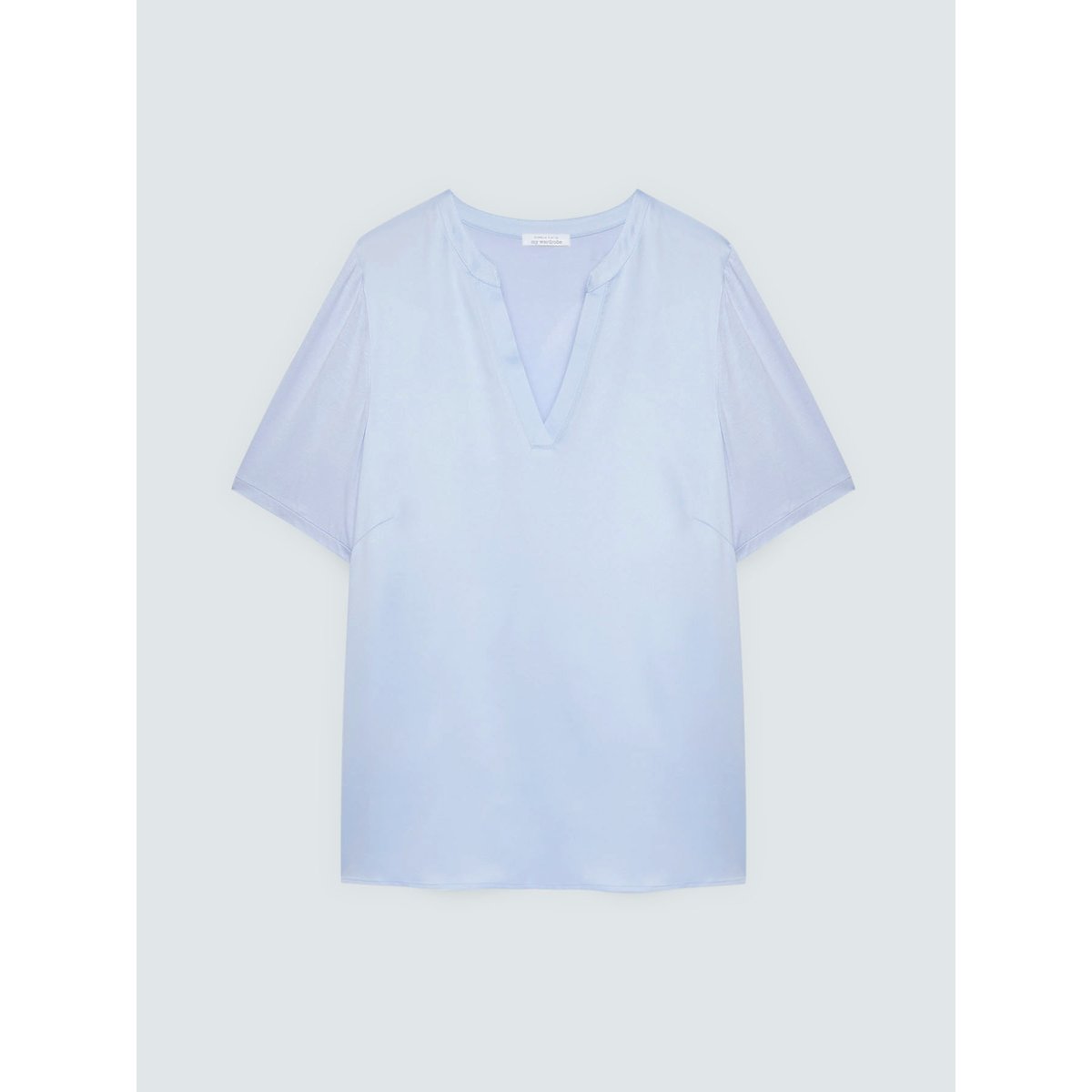 T-shirt bimatière en mélange viscose light - blue, FIORELLA RUBINO