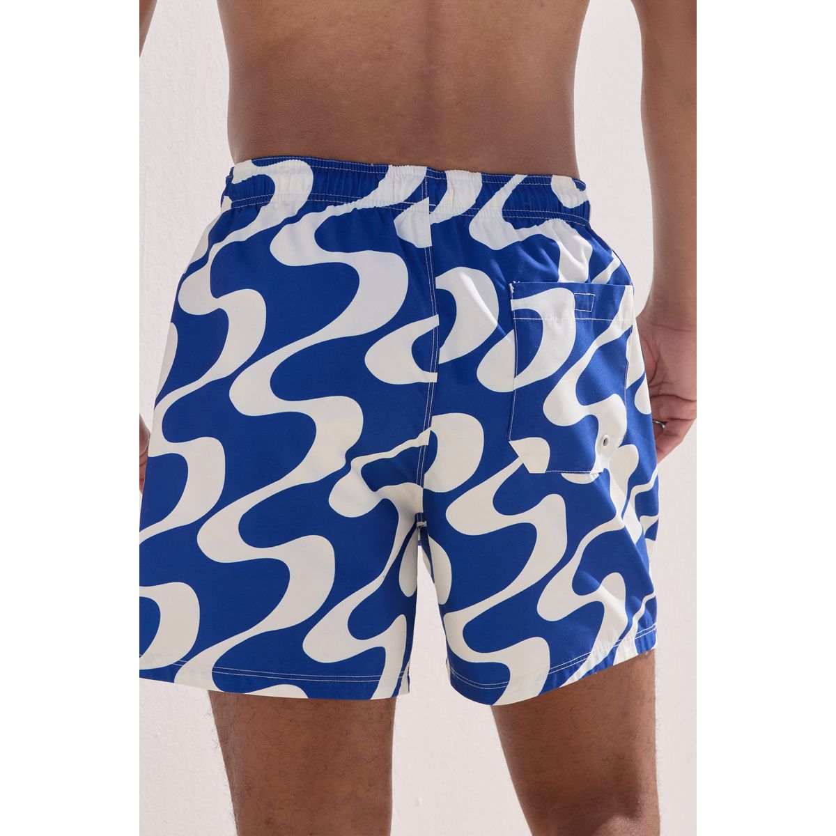 Short de bain imprimé vague bleu marine, NEXT