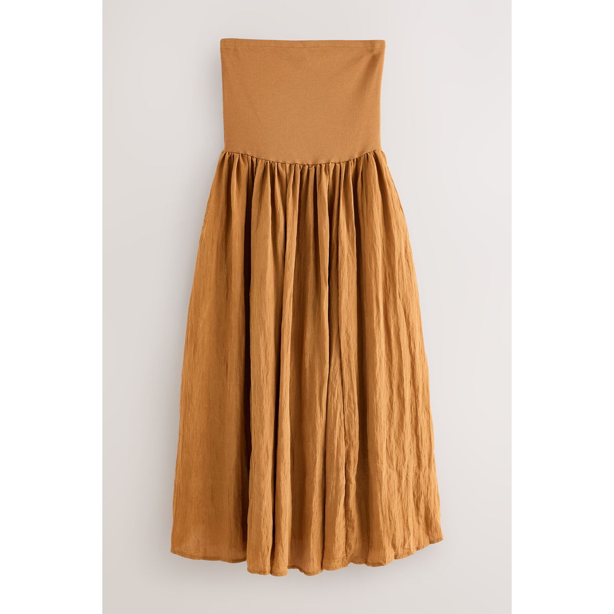 Robe mi-longue bandeau en jersey tissé caramel, NEXT