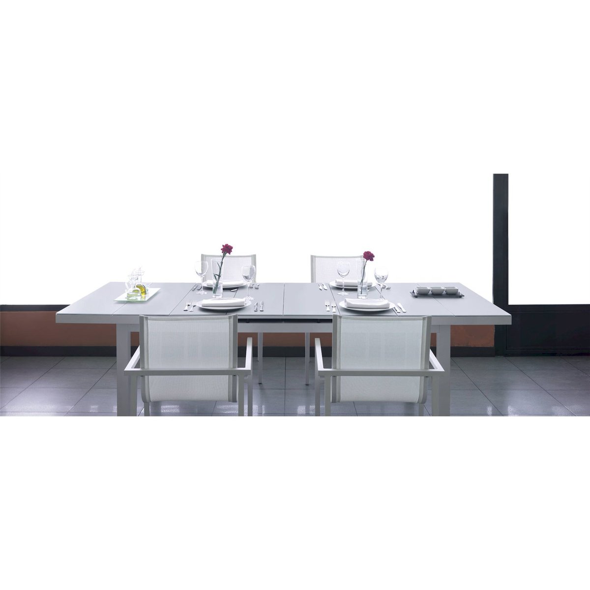 Chaise de jardin en aluminium (lot de 4) blanc éclat lumineux, RECOLLECTION