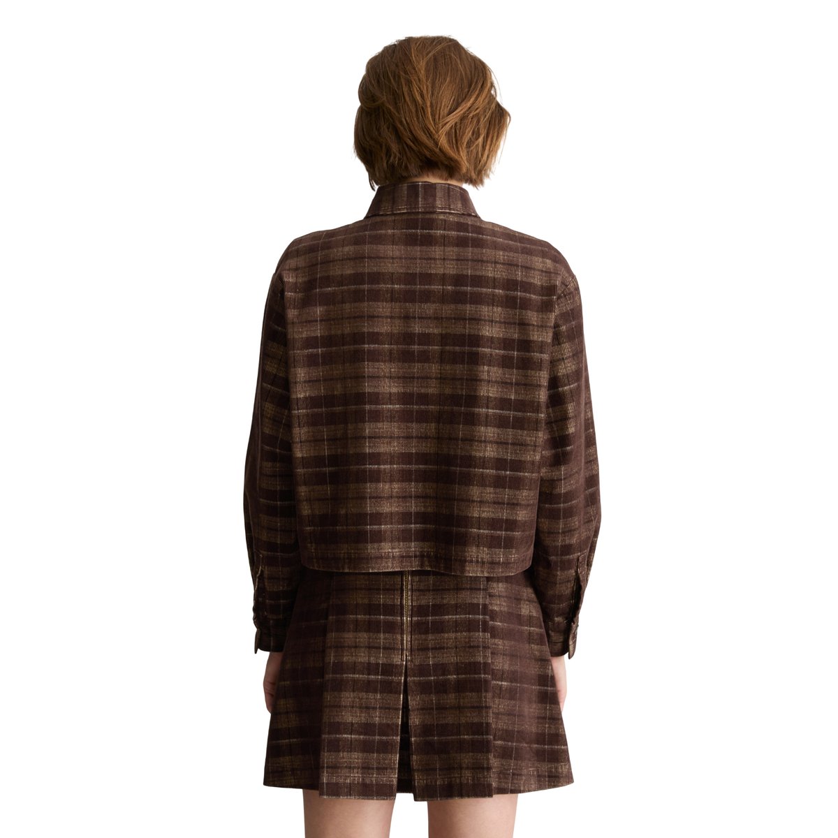 Chemisier en velours côtelé à carreaux, coupe décontractée en pur coton biologique marron, MARC O’POLO DENIM