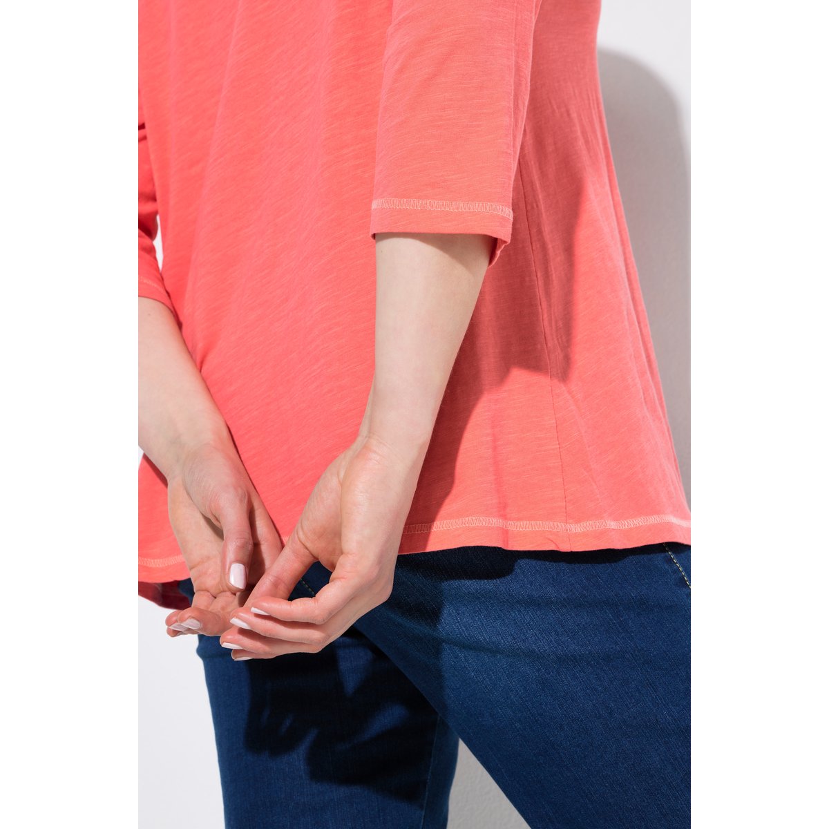 T-shirt avec message corail, ULLA POPKEN