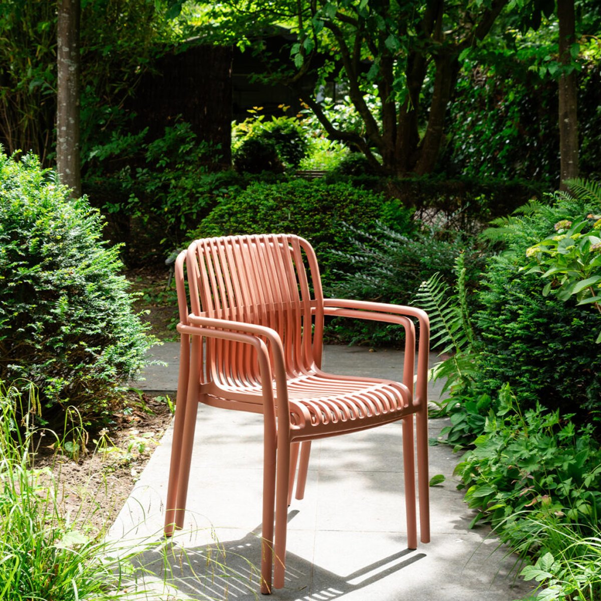 Lot de 2 Chaises hautes de jardin en résine Gris ANDREA gris anthracite, WILSA GARDEN