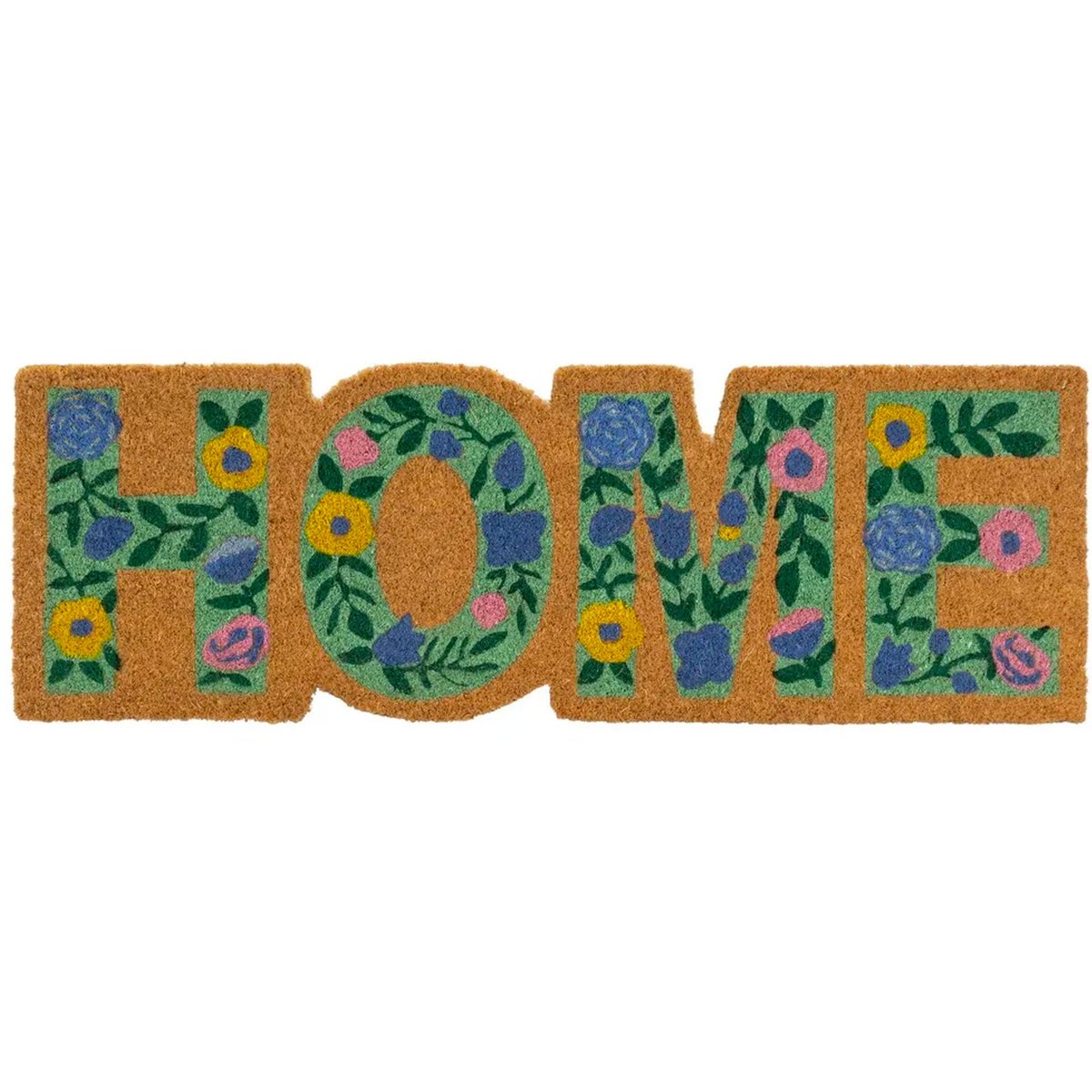 Paillasson coco long étroit welcome fleuri 75x25x1.5cm multicolore, WADIGA