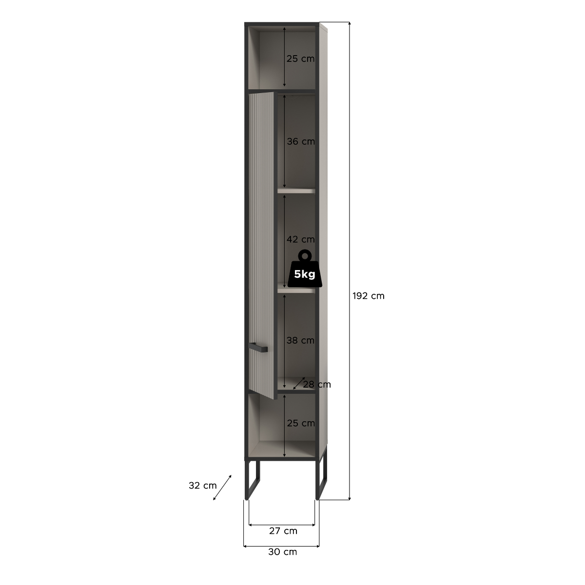 Colonne de salle de bain 1 porte AURA beige, CALICOSY