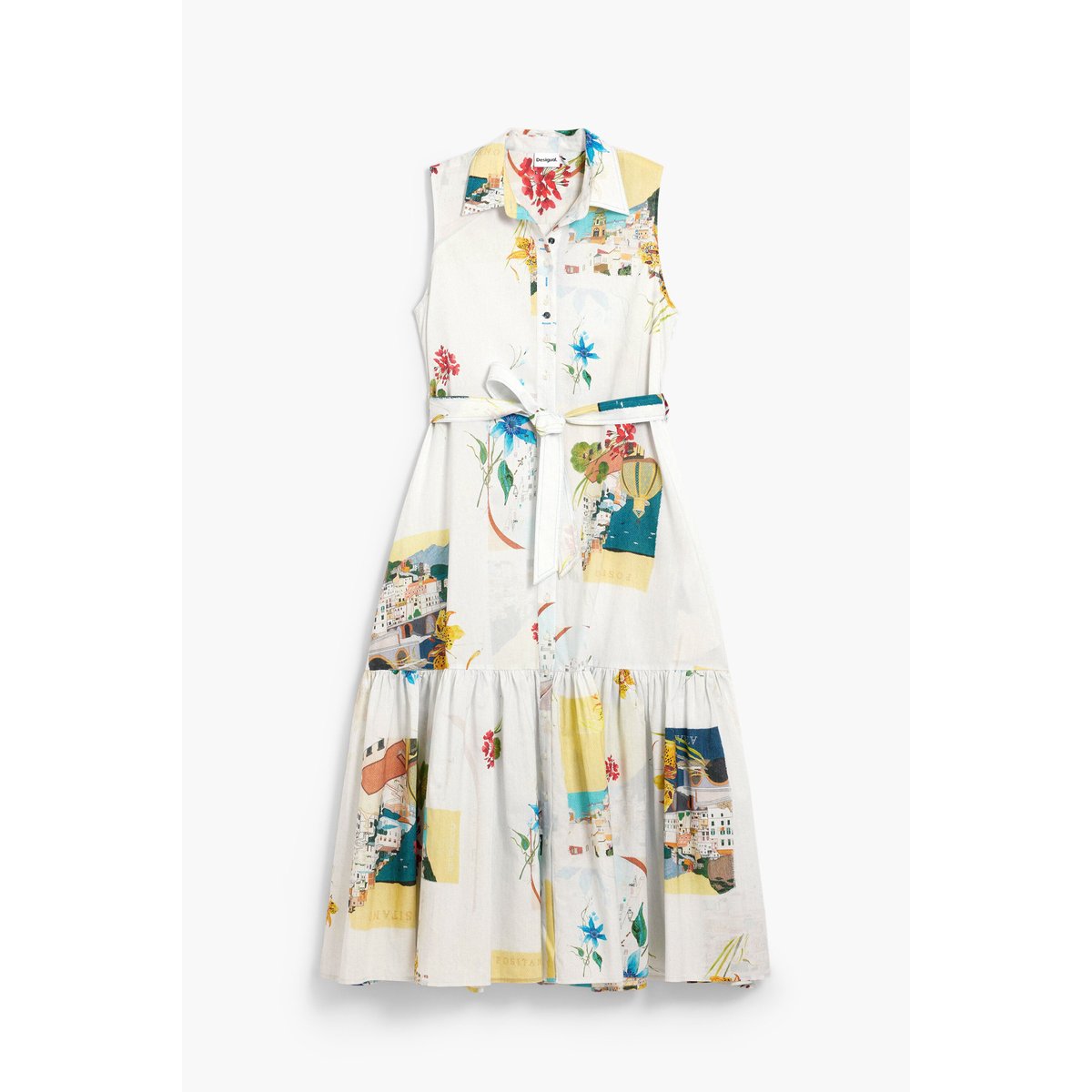 Robe chemise cartes postales bleu, DESIGUAL