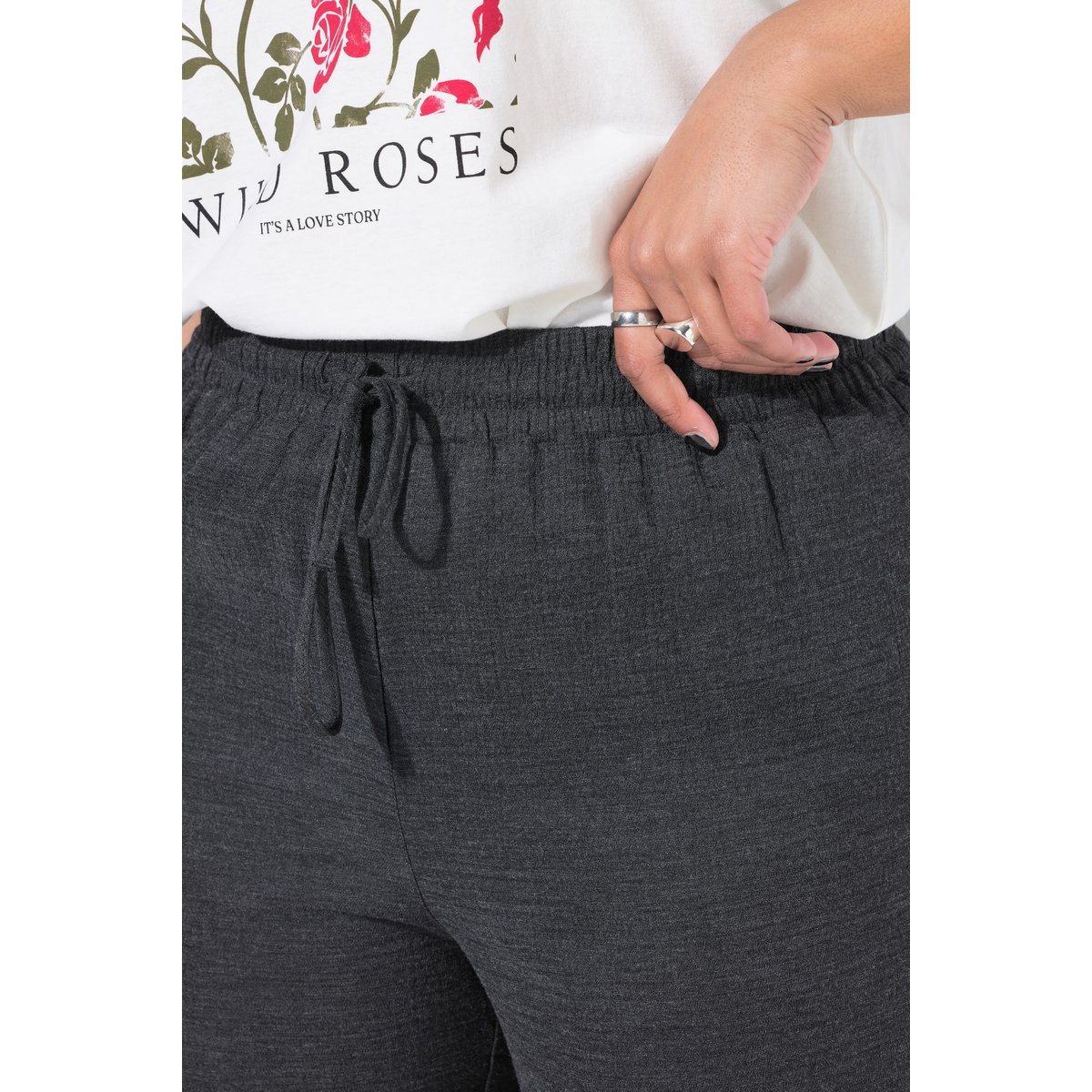 Pantalon finement texturé. Coupe Wide Legs gris chiné, STUDIO UNTOLD