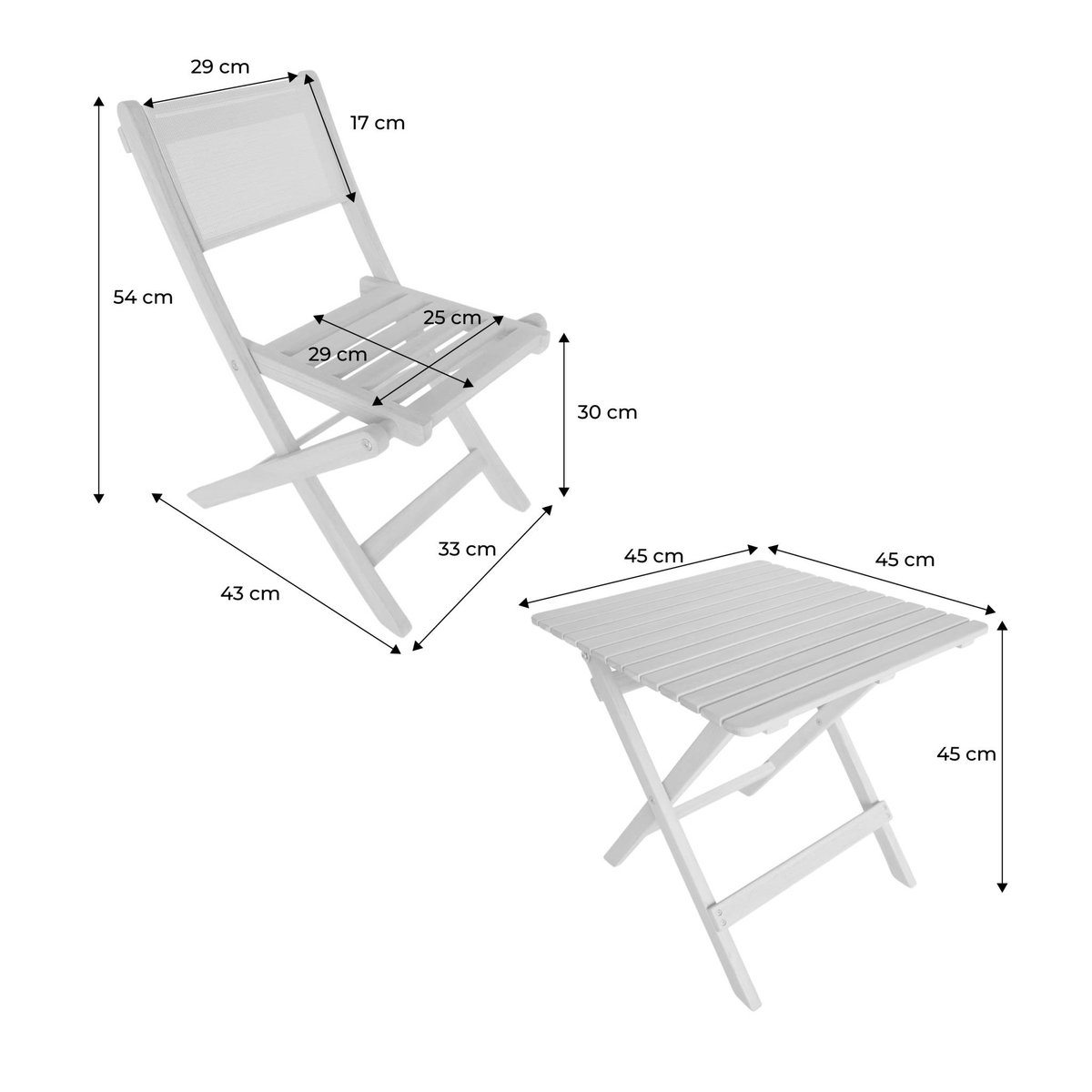 Table de jardin bistrot enfant bois d'acacia + 2 assises ELISE vert de gris, SWEEEK