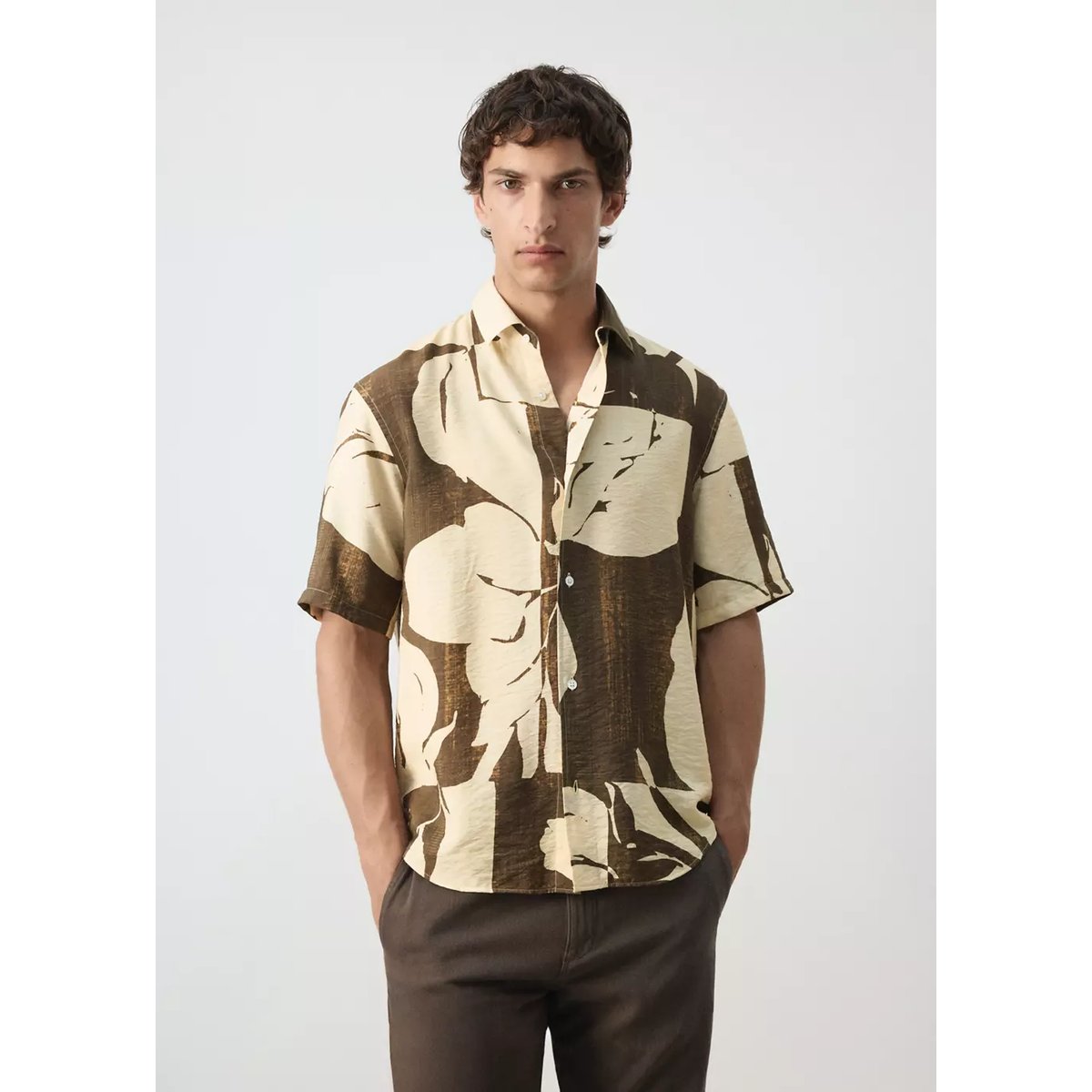 Chemise relaxed-fit imprimé vanille, MANGO MAN