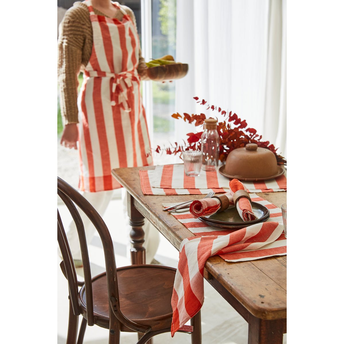Set de table en lin et coton MALO rouge, COUCKE