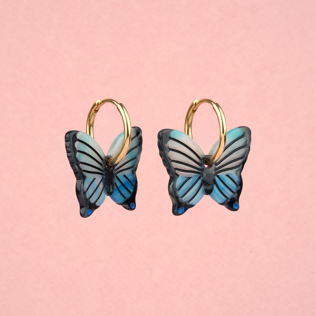 Boucles d'oreilles PAPILLON BLEU bleu, COUCOU SUZETTE