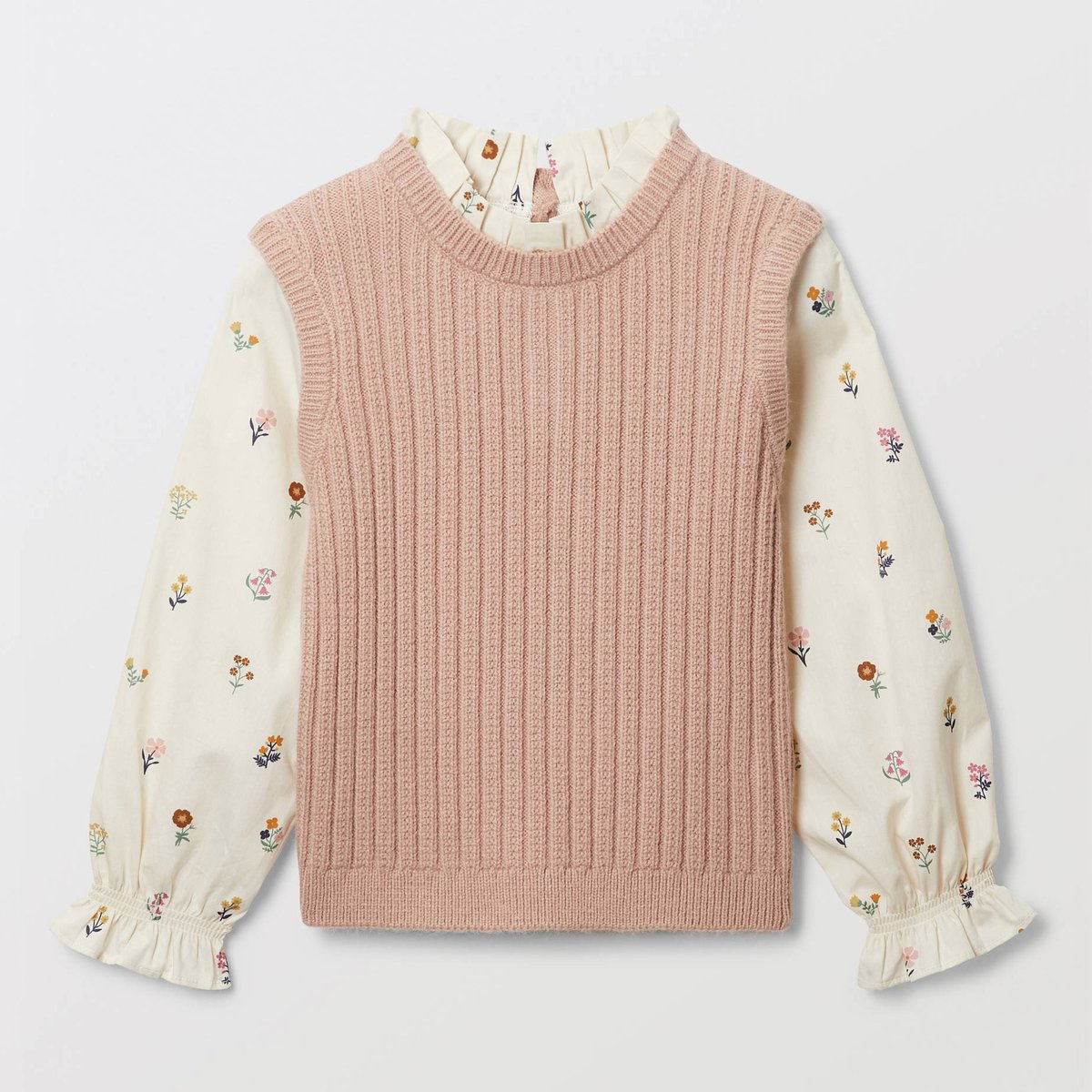 Pull bi-matière imprimé misty, MONOPRIX