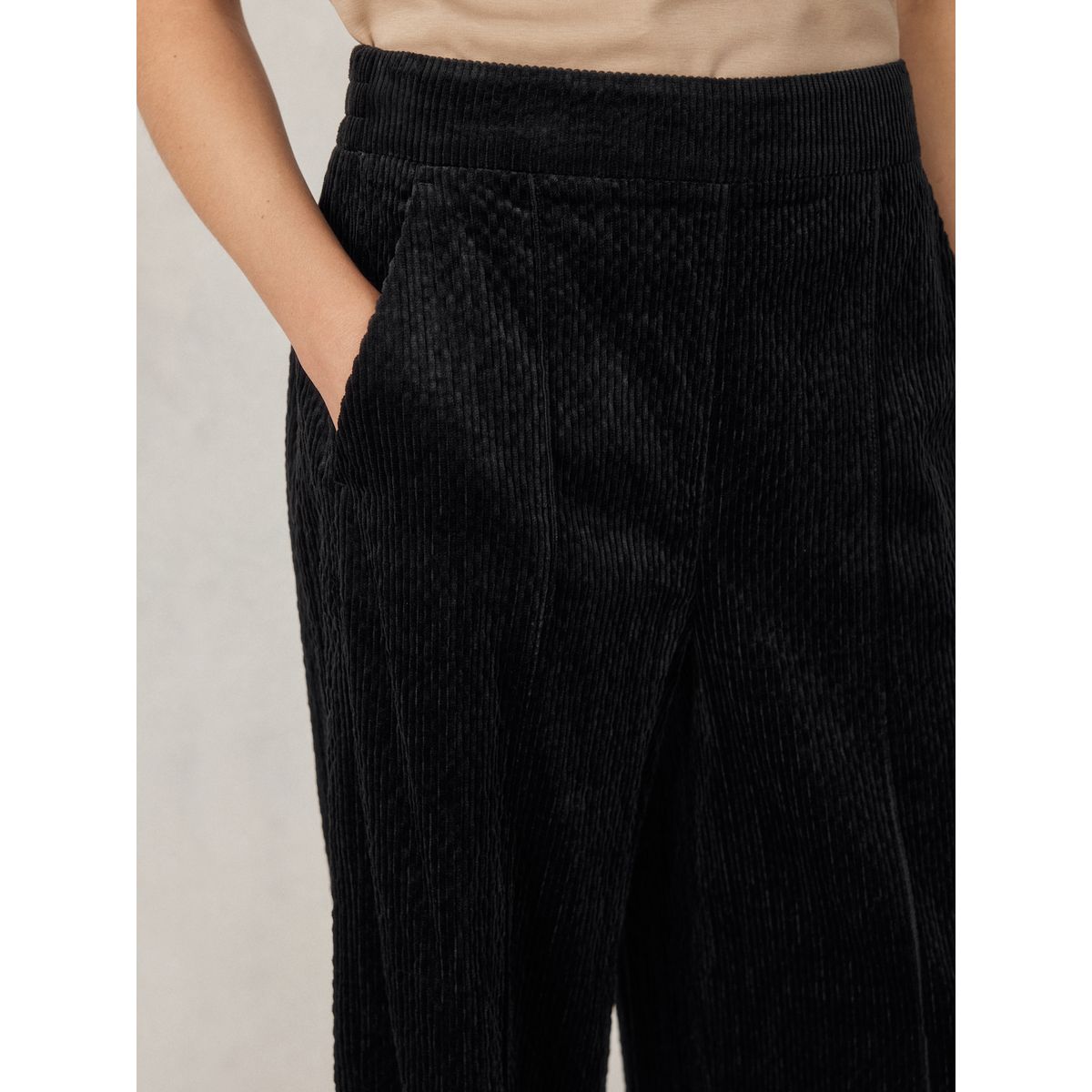 Pantalon large en velours côtelé noir, NEXT